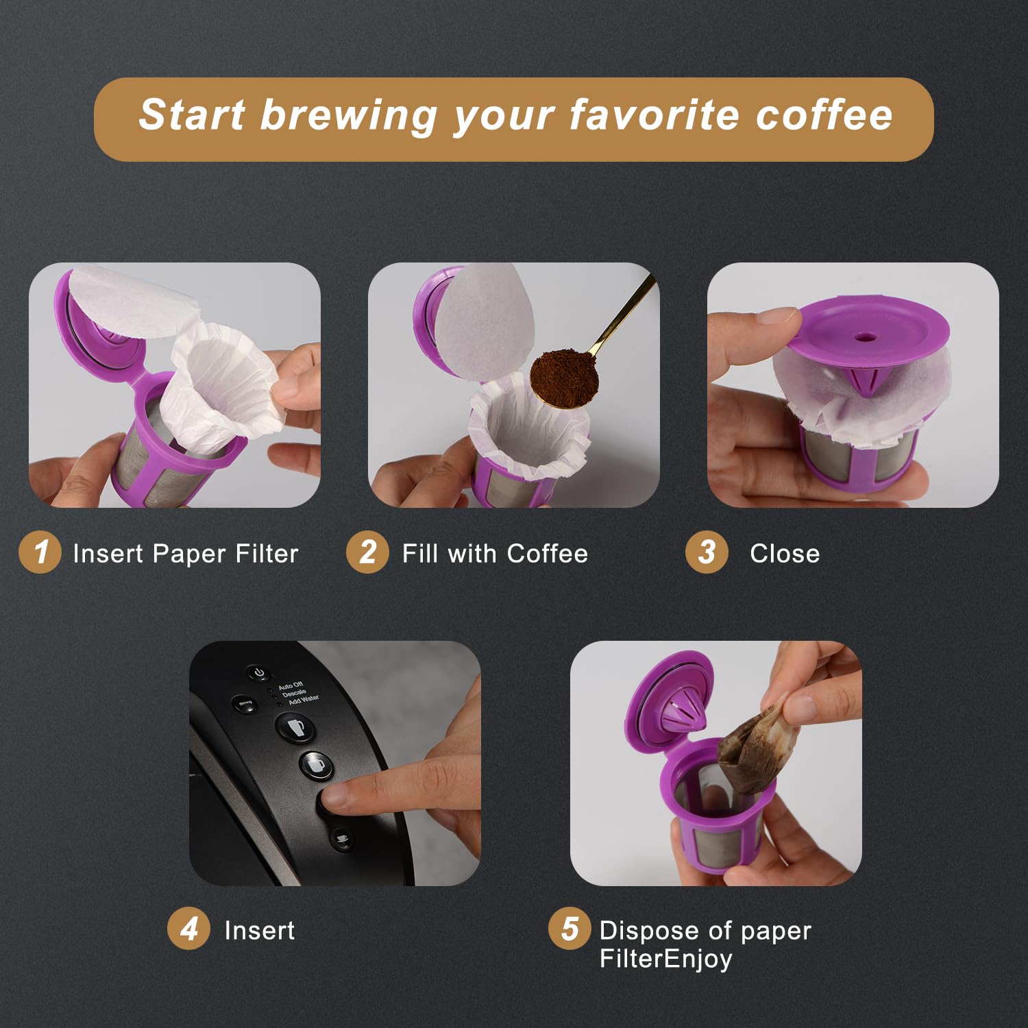 Pro Mael 360 Count Disposable K Cup Filters, Coffee Filter Paper for Keurig Brewers Single Serve 1.0 and 2.0, Use with Reusable K Cup Pods (White)