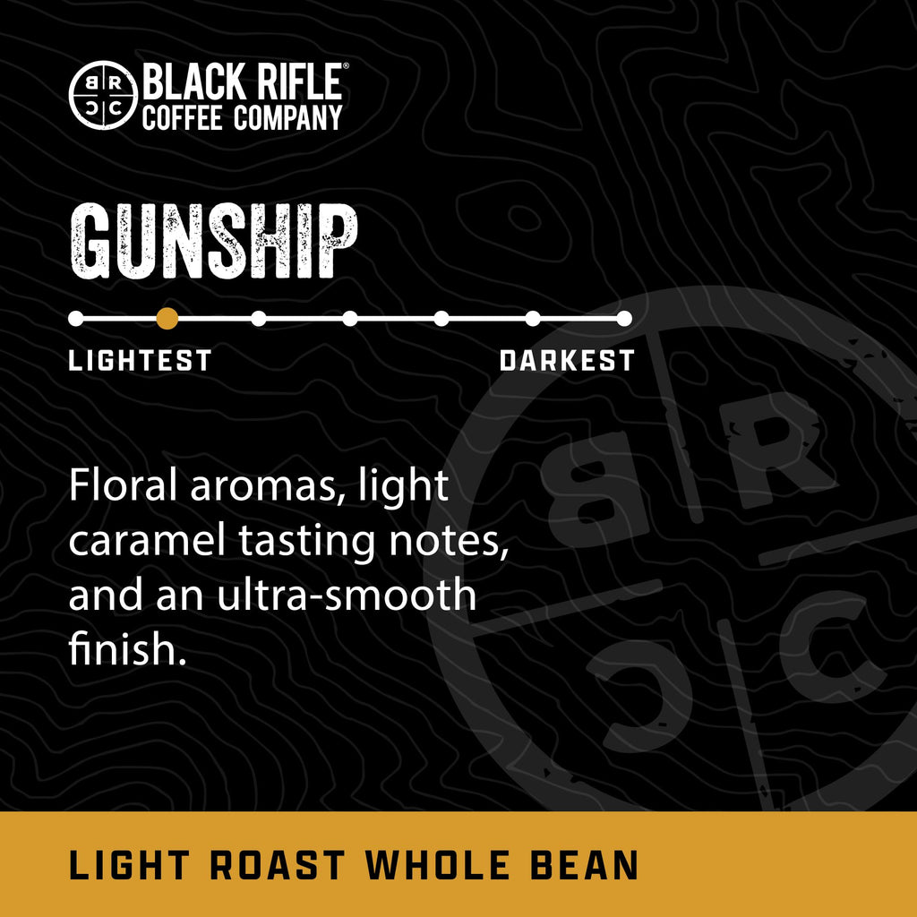 Black Rifle Coffee Company Silencer Smooth, 12oz Bag, Whole Bean Light Roast - Roasted Blend Made from Arabica Beans - Colombian & Brazilian Beans - Veteran Founded & American Made