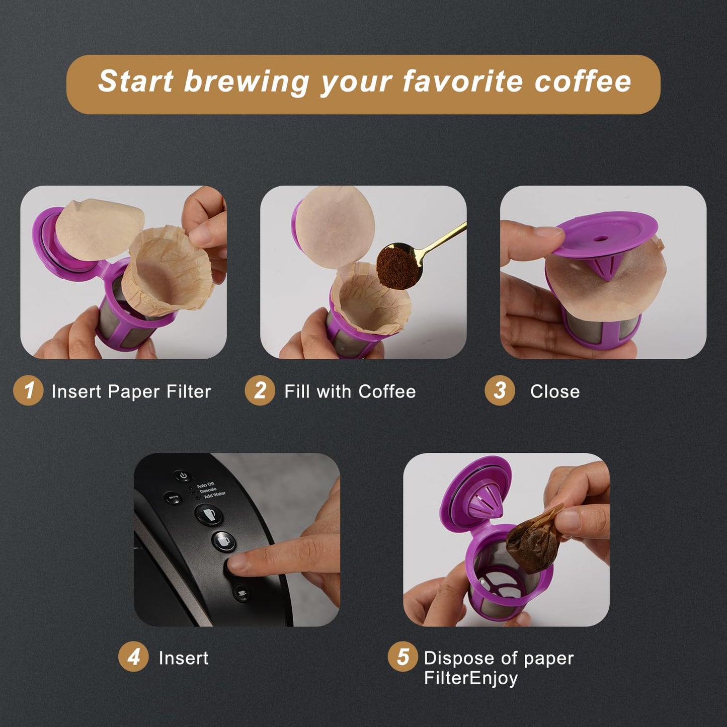 Pro Mael 360 Count Disposable K Cup Filters, Coffee Filter Paper for Keurig Brewers Single Serve 1.0 and 2.0, Use with Reusable K Cup Pods (White)