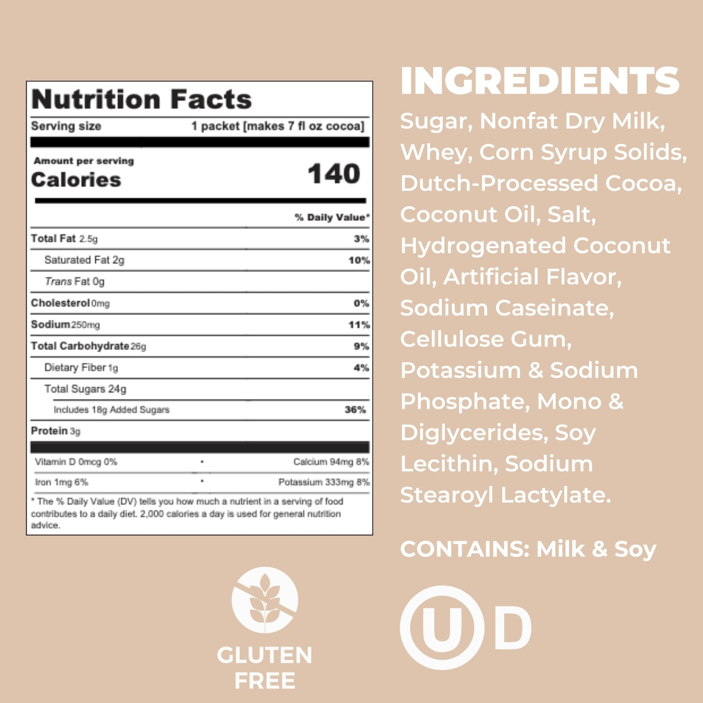 Cocoa Classics Arctic White Cocoa Mix, Hot Chocolate, Made with Nonfat Milk, Just Add Hot Water, Make Hot or Iced Cocoa, Gluten Free, 1.25oz Packets (Pack of 36)