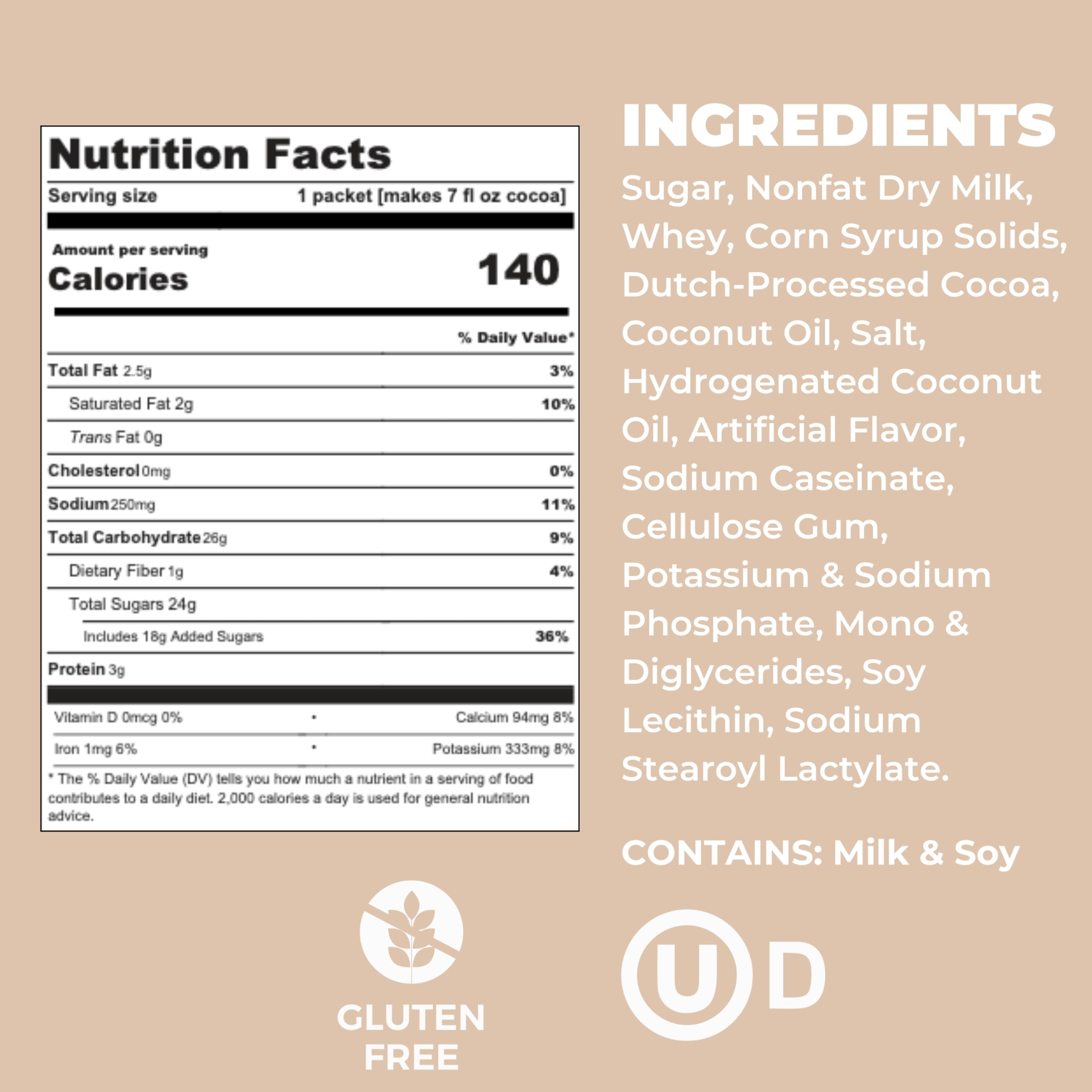 Cocoa Classics Arctic White Cocoa Mix, Hot Chocolate, Made with Nonfat Milk, Just Add Hot Water, Make Hot or Iced Cocoa, Gluten Free, 1.25oz Packets (Pack of 36)