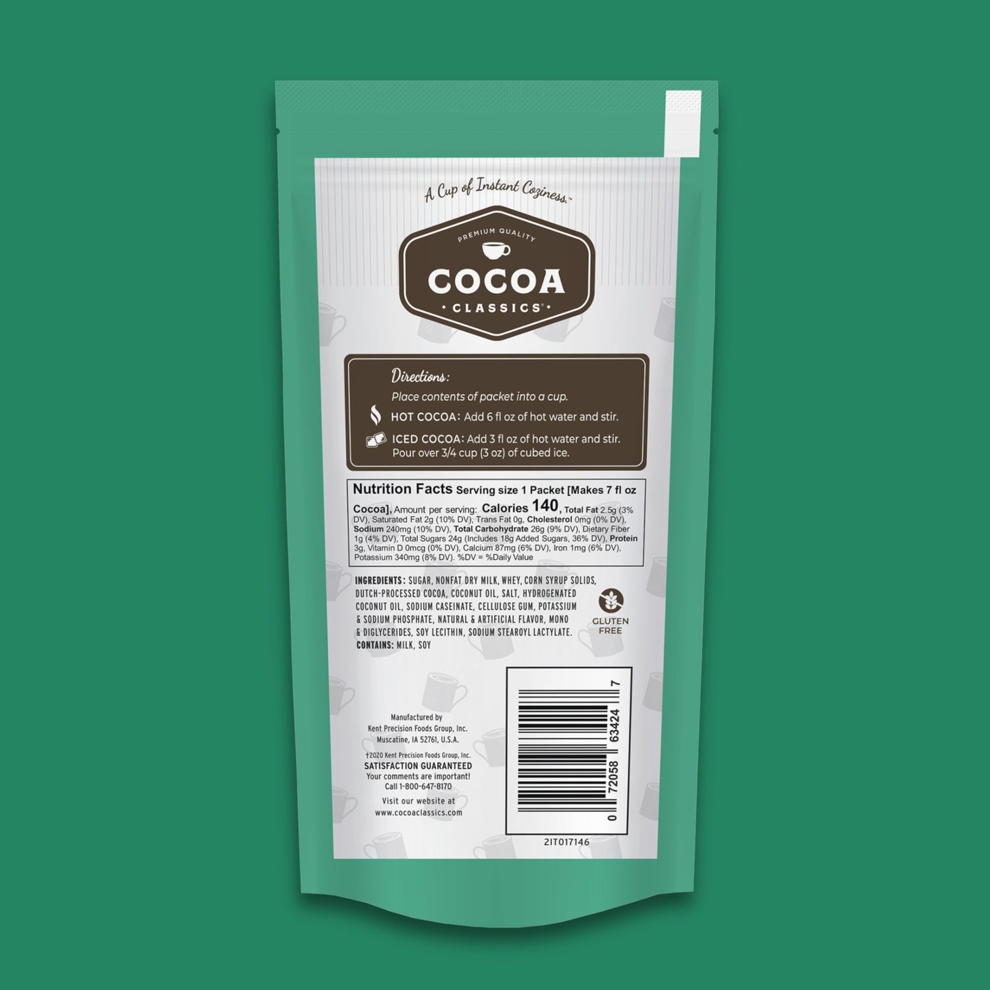 Cocoa Classics Arctic White Cocoa Mix, Hot Chocolate, Made with Nonfat Milk, Just Add Hot Water, Make Hot or Iced Cocoa, Gluten Free, 1.25oz Packets (Pack of 36)