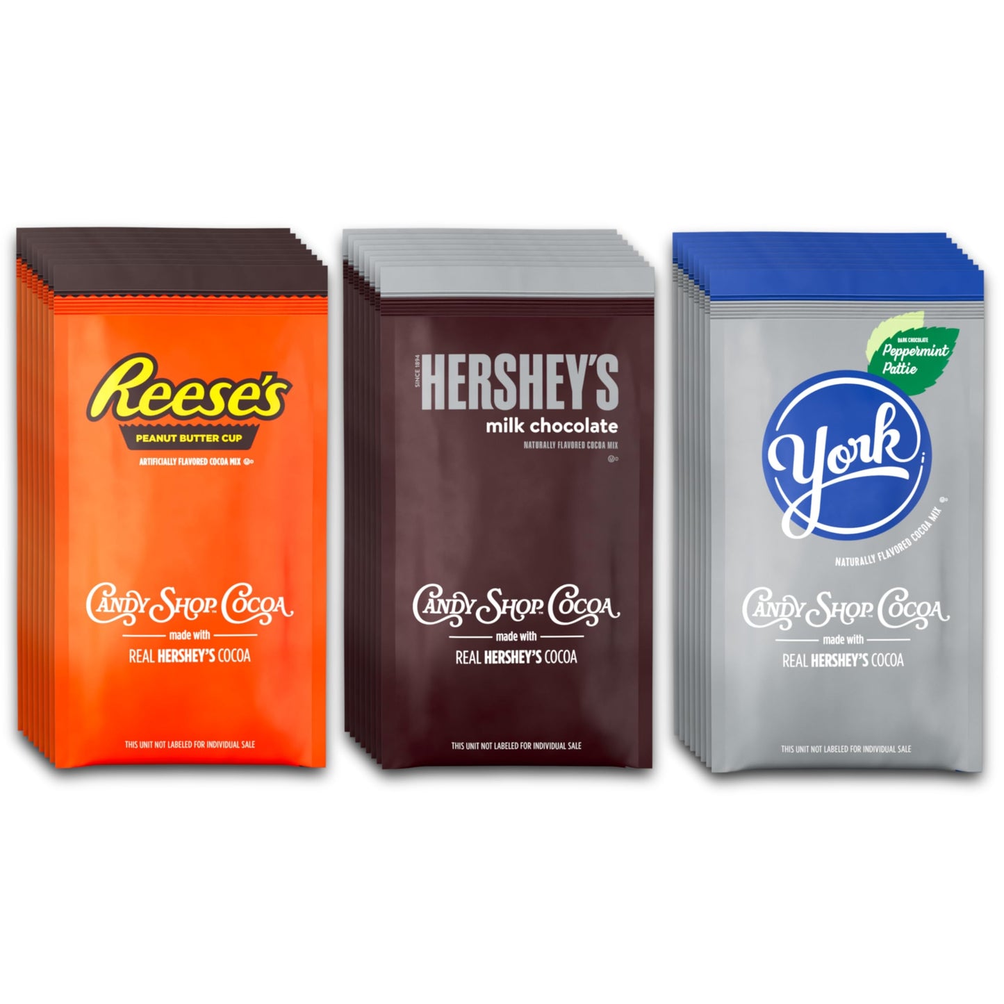 Candy Shop Cocoa HERSHEY'S Milk Chocolate Cocoa Mix, Hot Chocolate, Make Hot or Iced Cocoa, Made With Real Milk, Gluten Free, 1.25 oz packet (24 count)