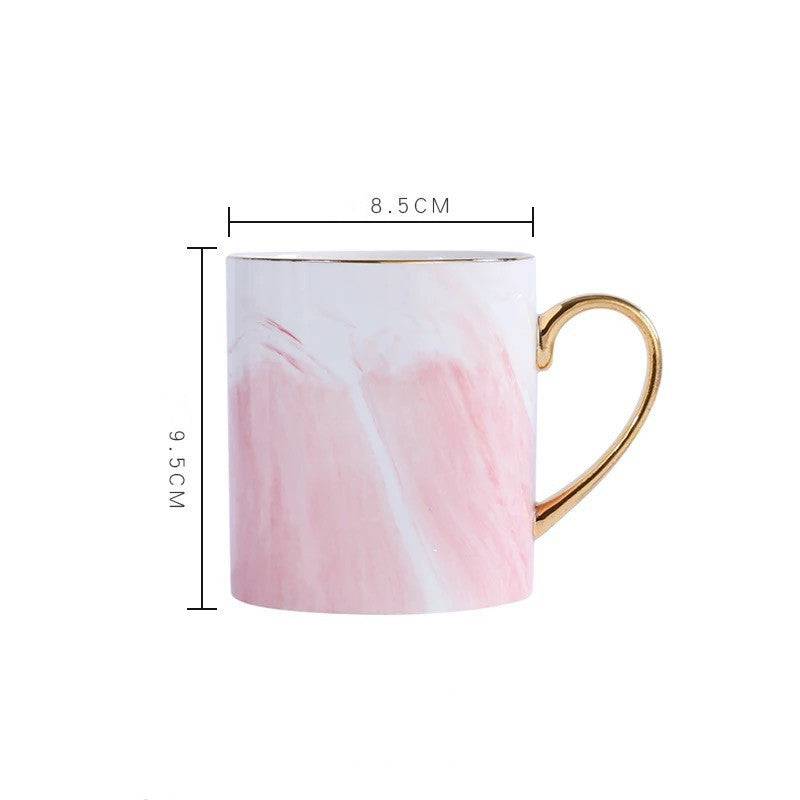 Creative Ceramic Mug With Marble Pattern And Gold Handle