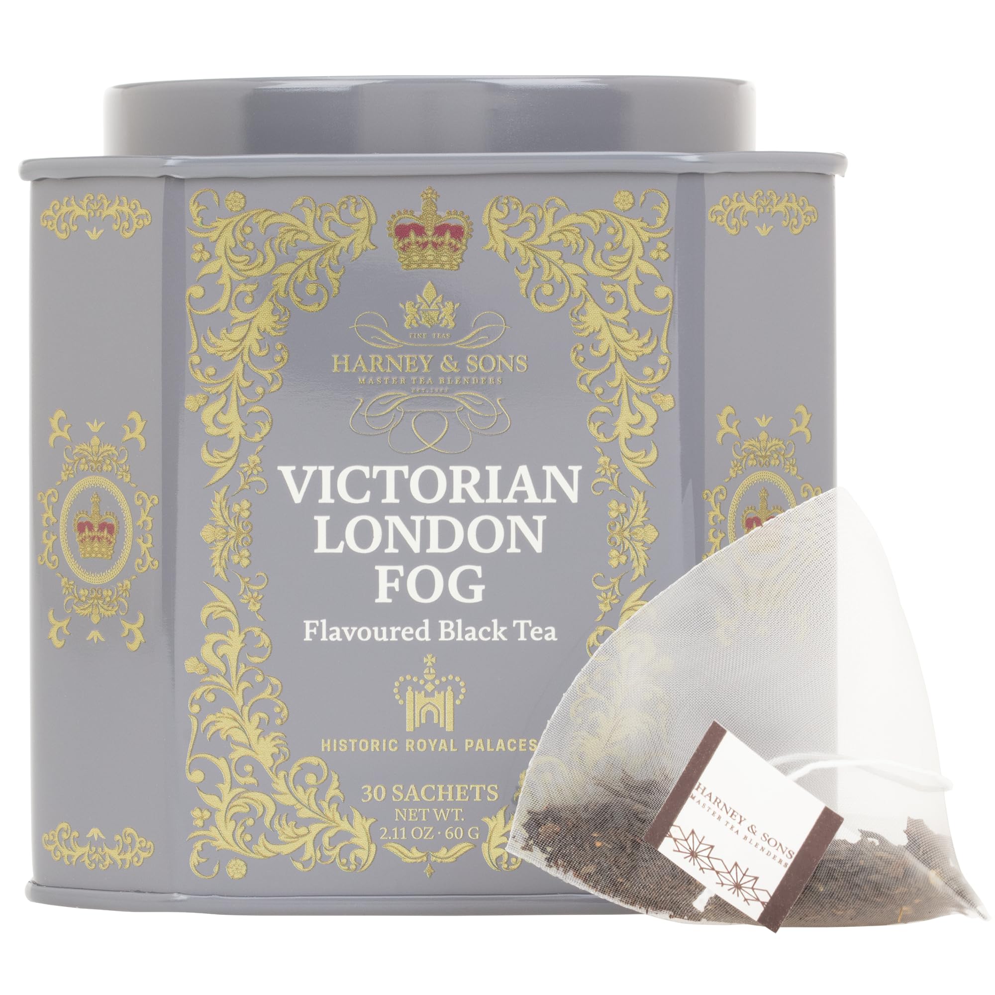 Harney & Sons Tower of London Black Tea with Stone Fruit, Bergamot and Honey Flavors | 30 sachets, Historic Royal Palaces Collection (Tin Design May Vary)