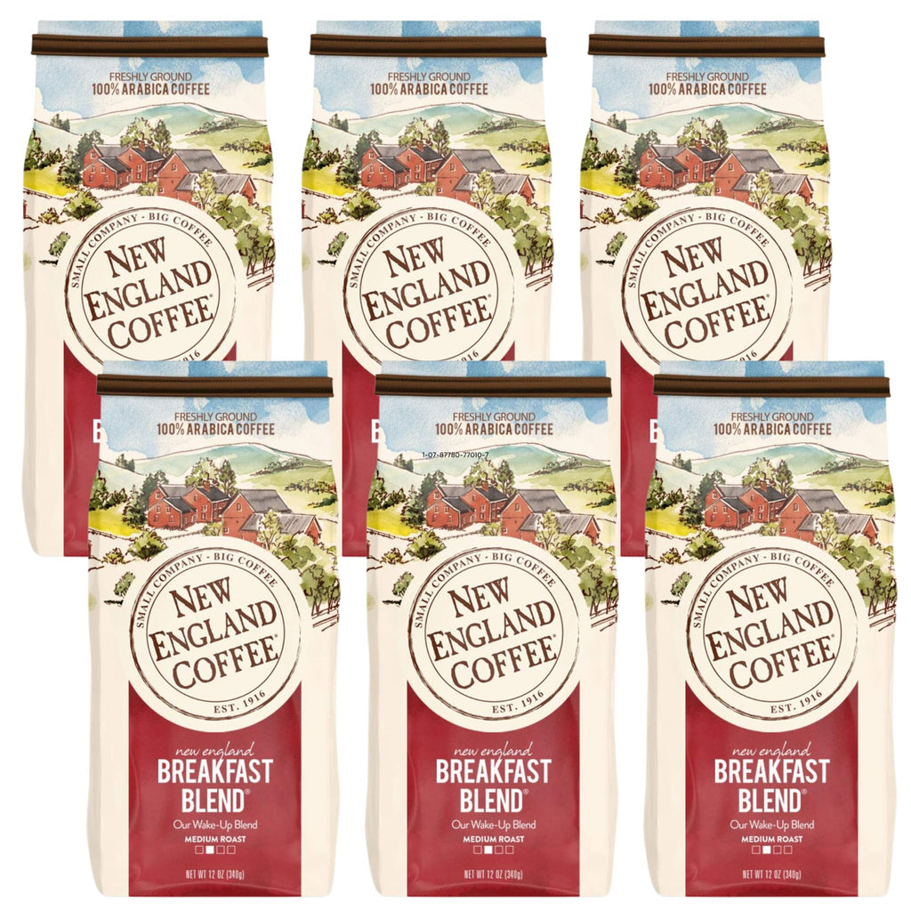 New England Coffee Breakfast Blend Medium Roast Ground Coffee, 12oz Bag (Pack of 1)
