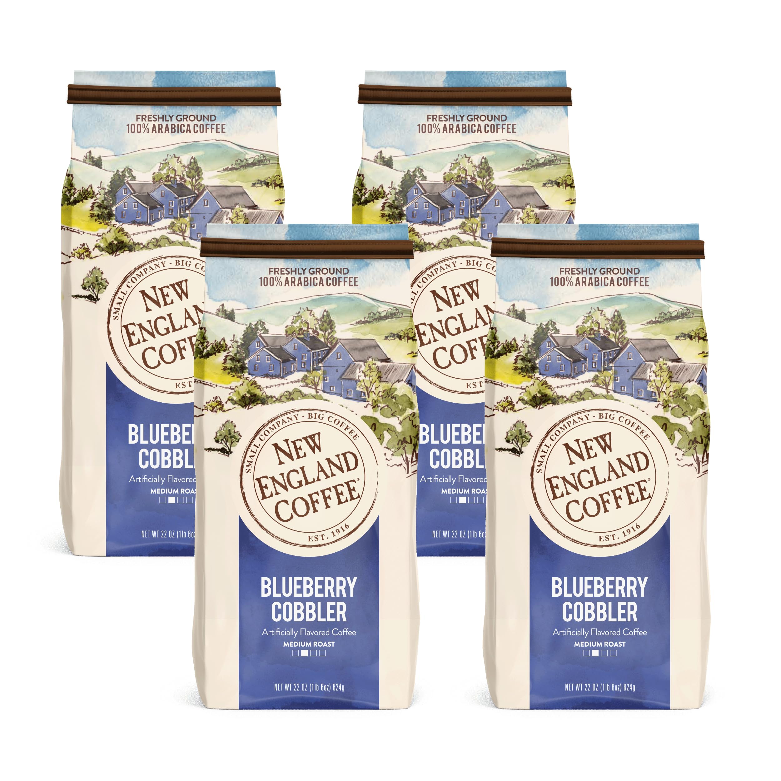 New England Coffee Breakfast Blend Medium Roast Ground Coffee, 12oz Bag (Pack of 1)