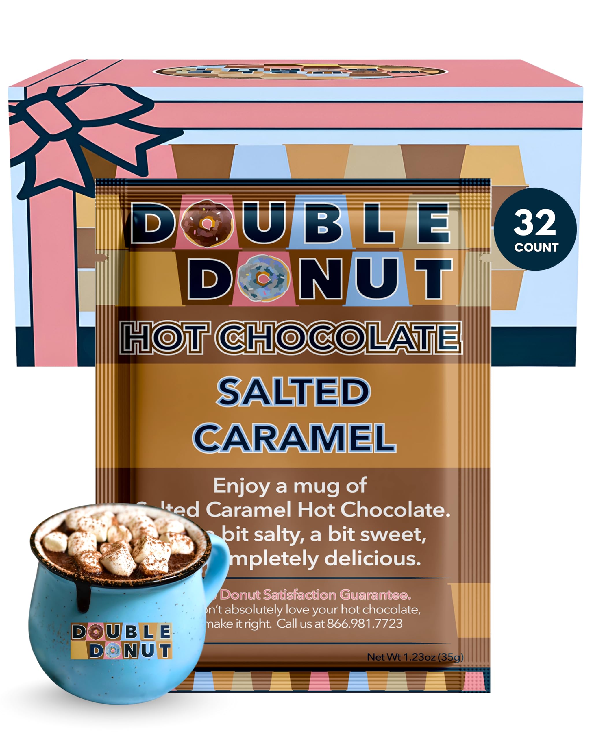 Gourmet Hot Cocoa Mix Variety Pack - Classic, Chocolate Raspberry, Salted Caramel, & Peppermint Hot Chocolate Mix Sets - 32 Count
