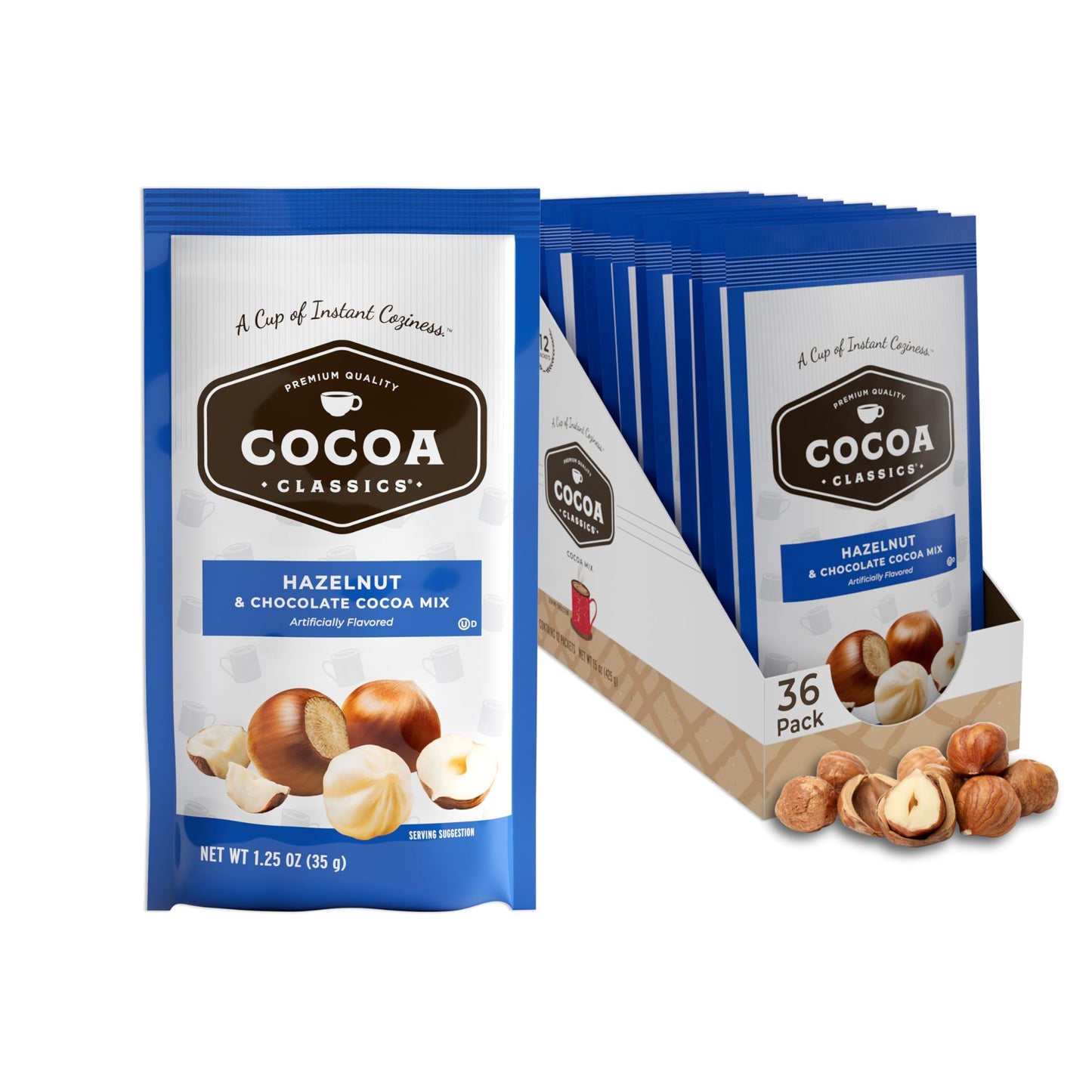 Cocoa Classics Arctic White Cocoa Mix, Hot Chocolate, Made with Nonfat Milk, Just Add Hot Water, Make Hot or Iced Cocoa, Gluten Free, 1.25oz Packets (Pack of 36)