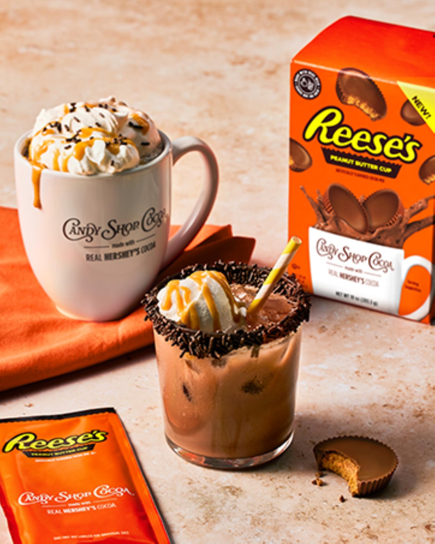 Candy Shop Cocoa HERSHEY'S Milk Chocolate Cocoa Mix, Hot Chocolate, Make Hot or Iced Cocoa, Made With Real Milk, Gluten Free, 1.25 oz packet (24 count)