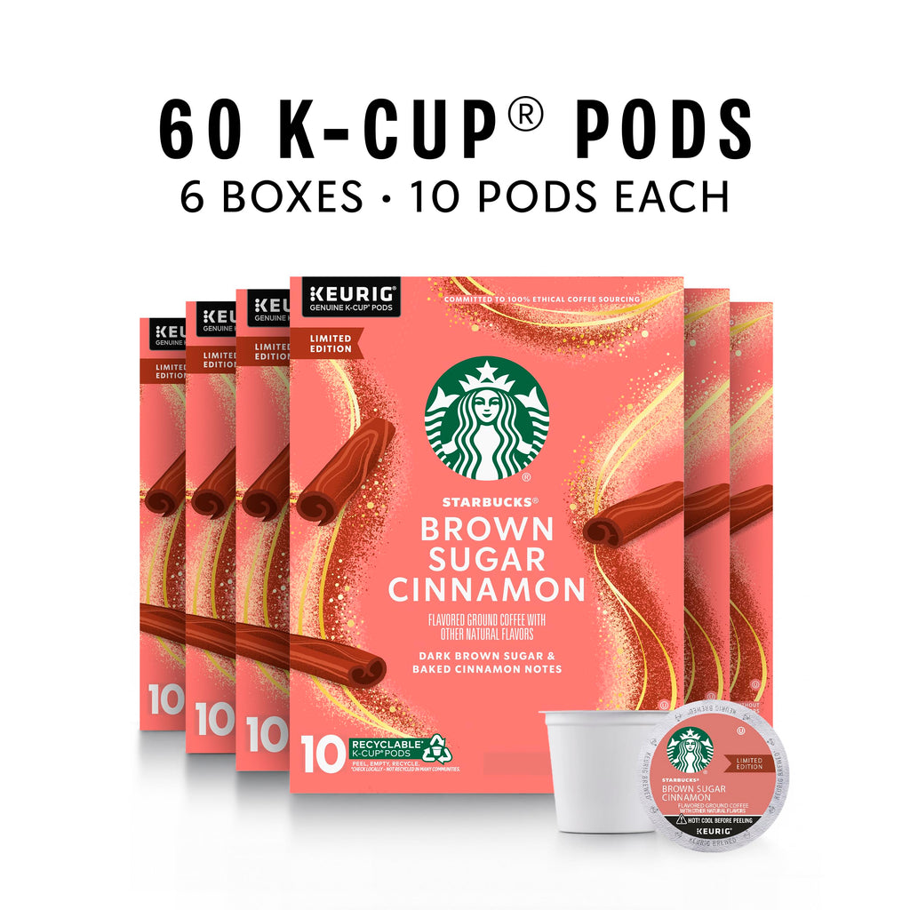 Starbucks Coffee K-Cup Pods,  Flavored Selection Coffee, Naturally Flavored, 100% Arabica, 6 Boxes (60 Pods Total)