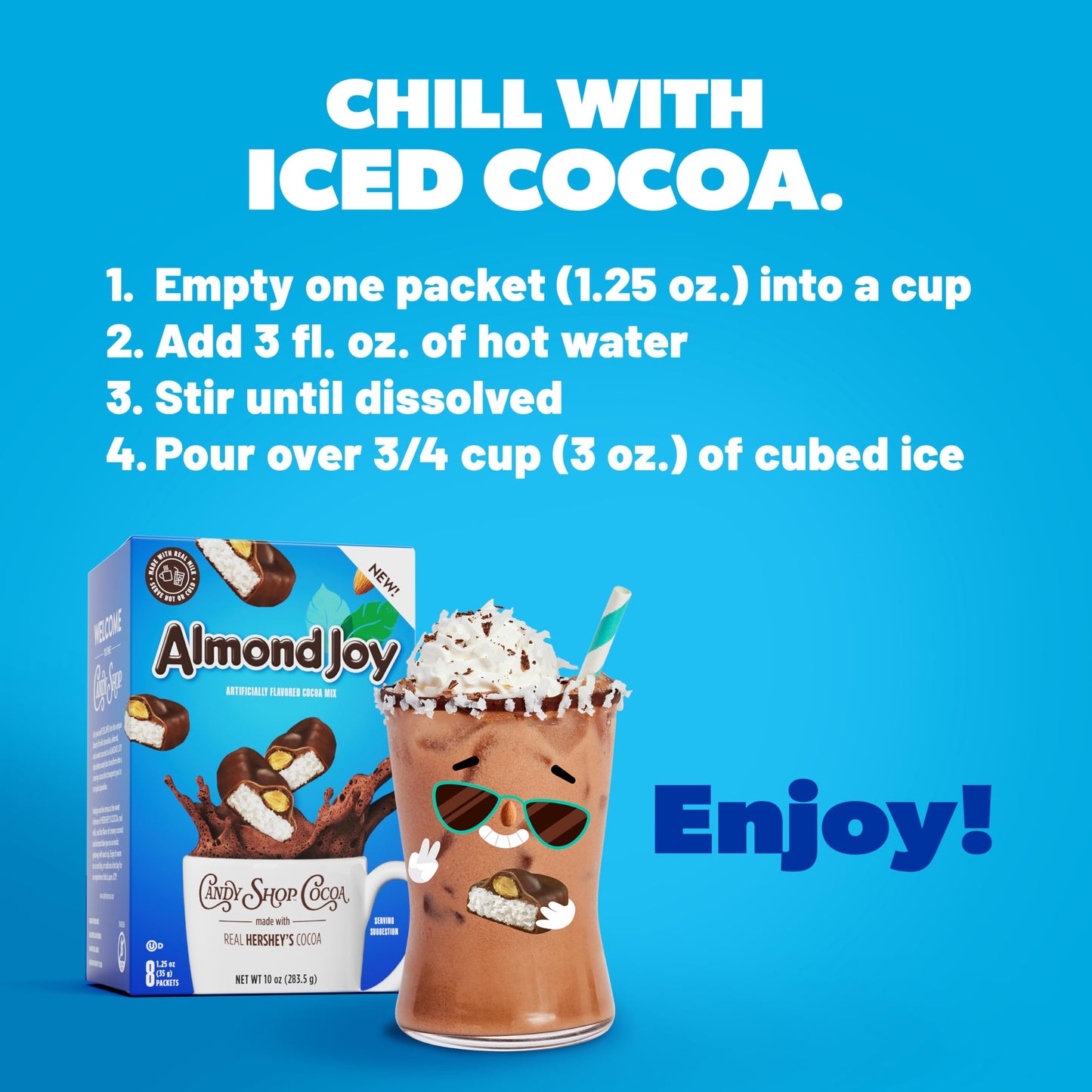 Candy Shop Cocoa HERSHEY'S Milk Chocolate Cocoa Mix, Hot Chocolate, Make Hot or Iced Cocoa, Made With Real Milk, Gluten Free, 1.25 oz packet (24 count)