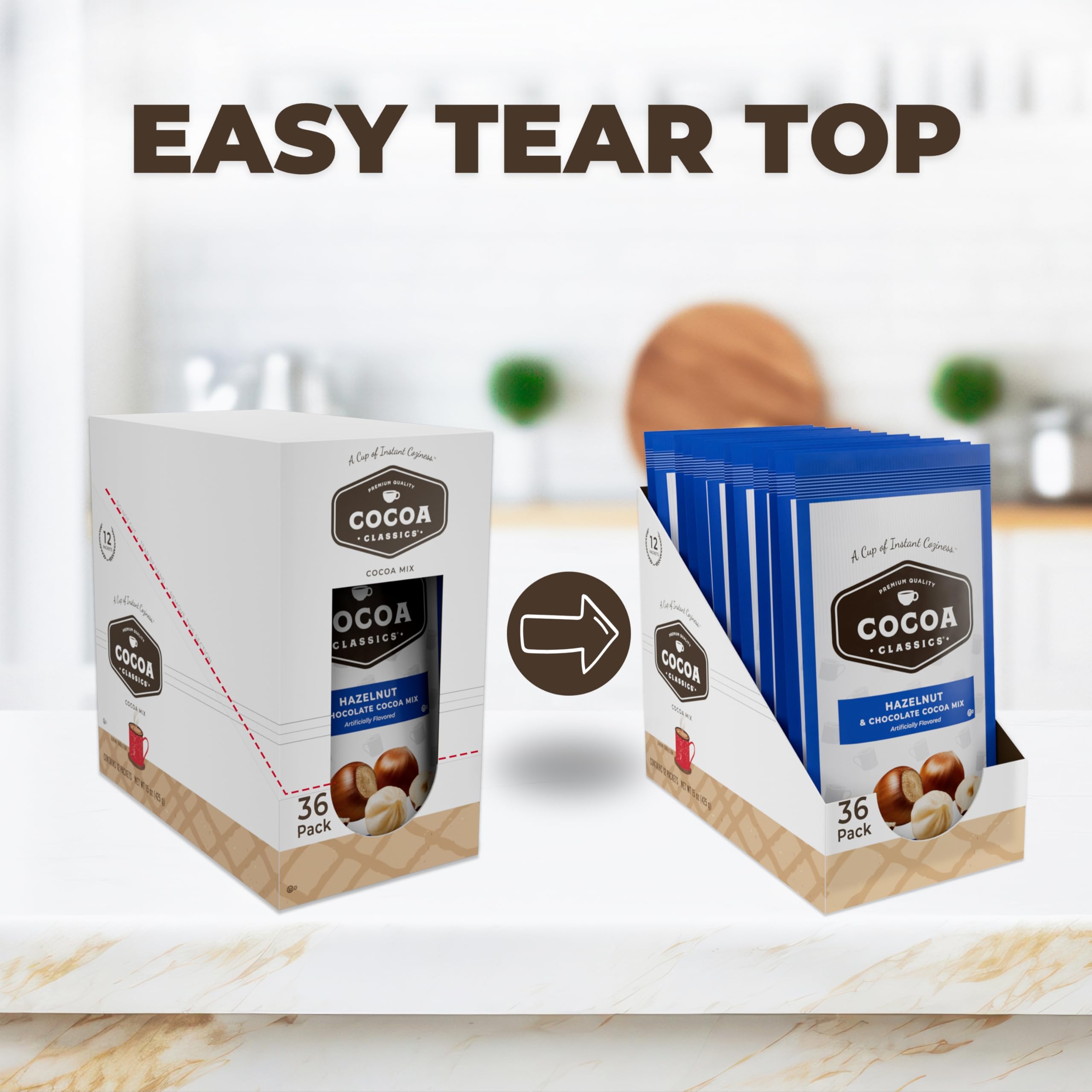 Cocoa Classics Arctic White Cocoa Mix, Hot Chocolate, Made with Nonfat Milk, Just Add Hot Water, Make Hot or Iced Cocoa, Gluten Free, 1.25oz Packets (Pack of 36)