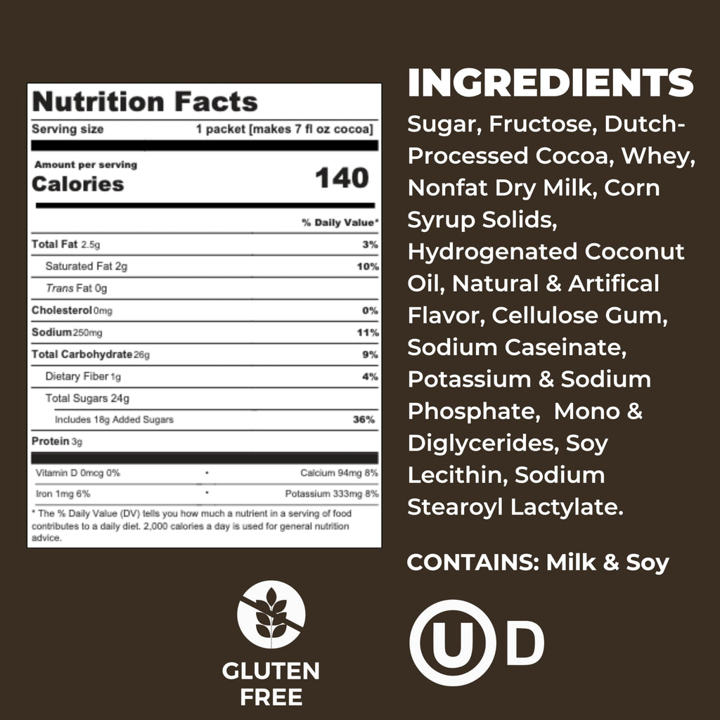 Cocoa Classics Arctic White Cocoa Mix, Hot Chocolate, Made with Nonfat Milk, Just Add Hot Water, Make Hot or Iced Cocoa, Gluten Free, 1.25oz Packets (Pack of 36)