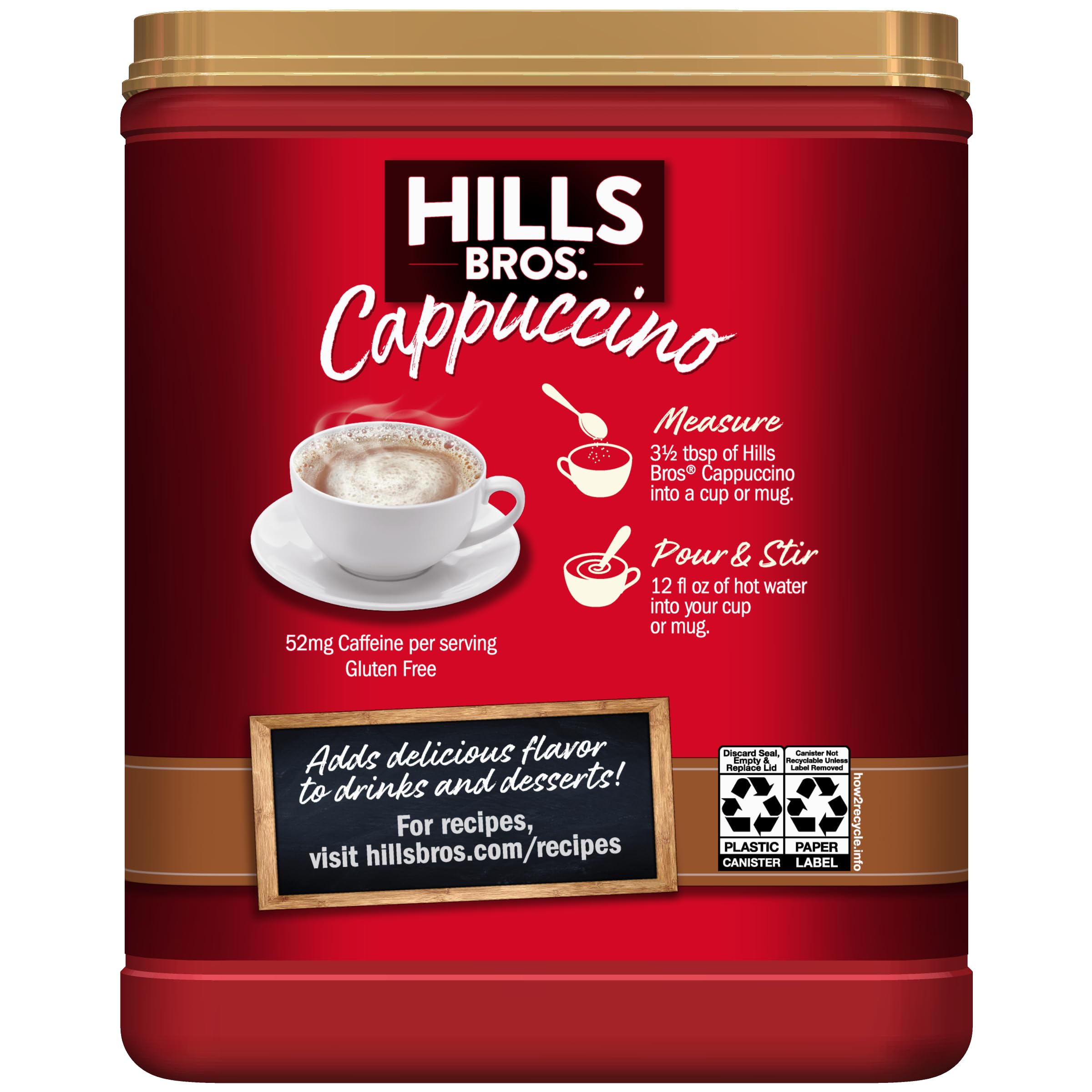 Hills Bros. Cappuccino Mix – Rich, Frothy Coffeehouse-Tasting Instant Drink Mix – Quick and Easy Preparation – Perfect for Hot & Iced Drinks & Creaming Coffee – Rich Variety Pack, 2 Packs of 16oz & 1 Pack of 14oz
