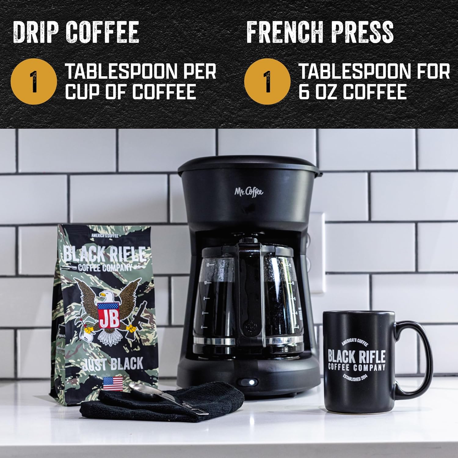 Black Rifle Coffee Company Just Black, 12oz Bag, Whole Bean Medium Roast - Roasted Blend Made from Arabica Beans - Colombian & Brazilian Beans - Veteran Founded & American Made