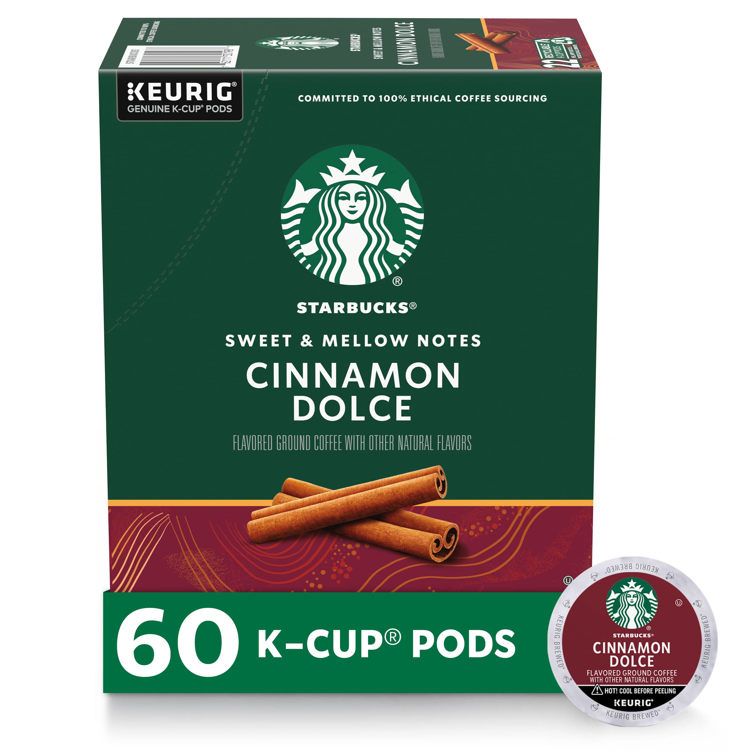 Starbucks Coffee K-Cup Pods,  Flavored Selection Coffee, Naturally Flavored, 100% Arabica, 6 Boxes (60 Pods Total)