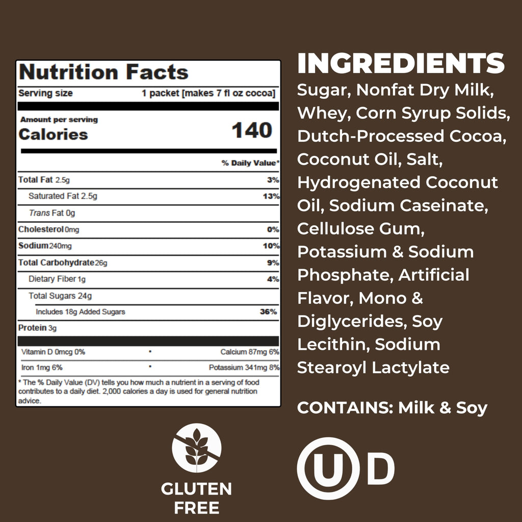 Cocoa Classics Arctic White Cocoa Mix, Hot Chocolate, Made with Nonfat Milk, Just Add Hot Water, Make Hot or Iced Cocoa, Gluten Free, 1.25oz Packets (Pack of 36)