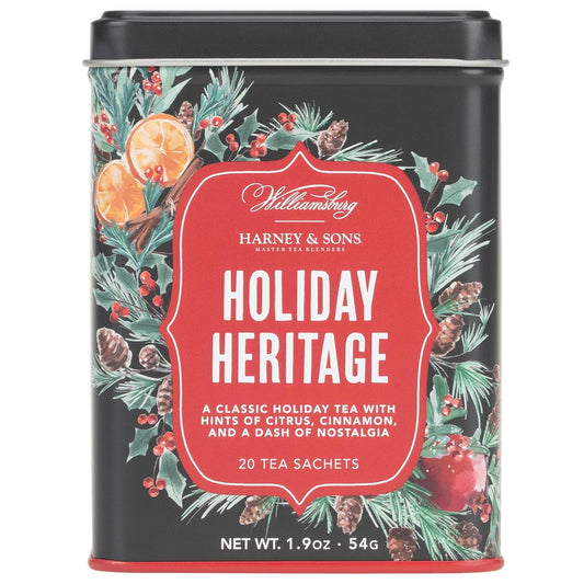 Harney & Sons Holiday Heritage Colonial Williamsburg Blend | Black Tea with Warm Apple, Cinnamon, and Orange Peel,20 Count (Pack of 1)