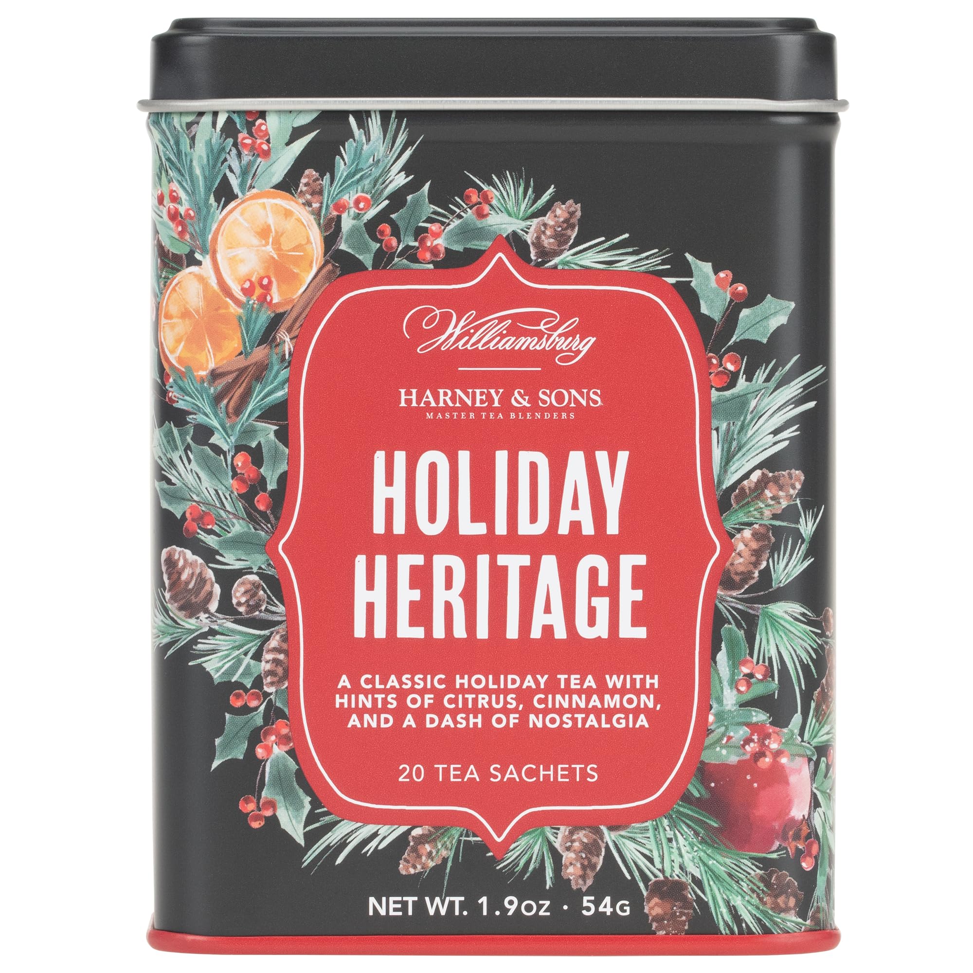 Harney & Sons Williamsburg Earl Grey, 20 sachets | Black Tea and Oolong Tea, with Bergamot Oil,