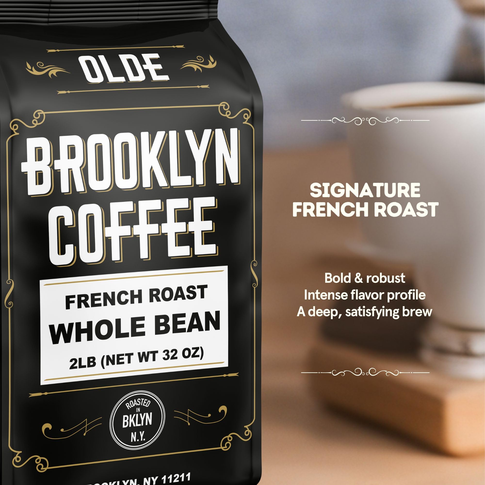 BROOKLYN COFFEE Whole Bean, Italian Dark Roast (5lb) Extra Strong, Delicious Taste, Heavenly Aroma - Fresh Bulk Coffee Beans Roasted Weekly in NYC