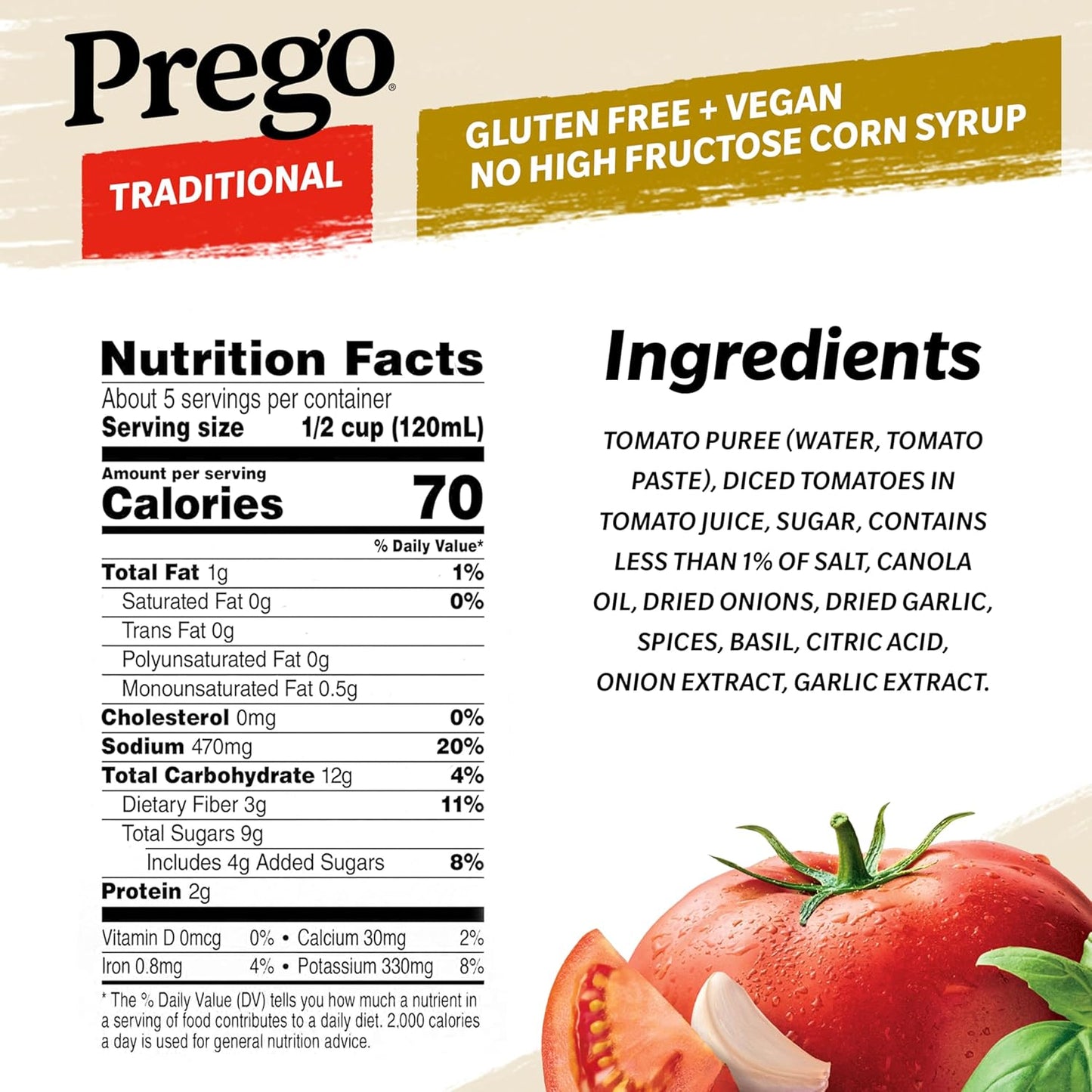 Prego Traditional Pasta Sauce, 45 oz Jar
