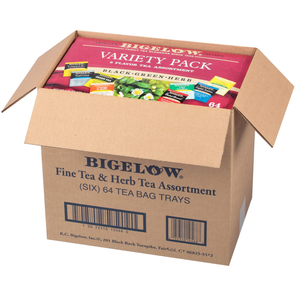 Bigelow Tea Assortment, Green, Black, and Herbal Teas with English Teatime, Constant Comment, Lemon Lift, Earl Grey, Green, Cozy Chamomile, Orange Spice, Mint Medley, 64 Tea Bags (Pack of 1)