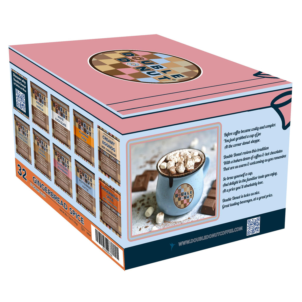 Gourmet Hot Cocoa Mix Variety Pack - Classic, Chocolate Raspberry, Salted Caramel, & Peppermint Hot Chocolate Mix Sets - 32 Count