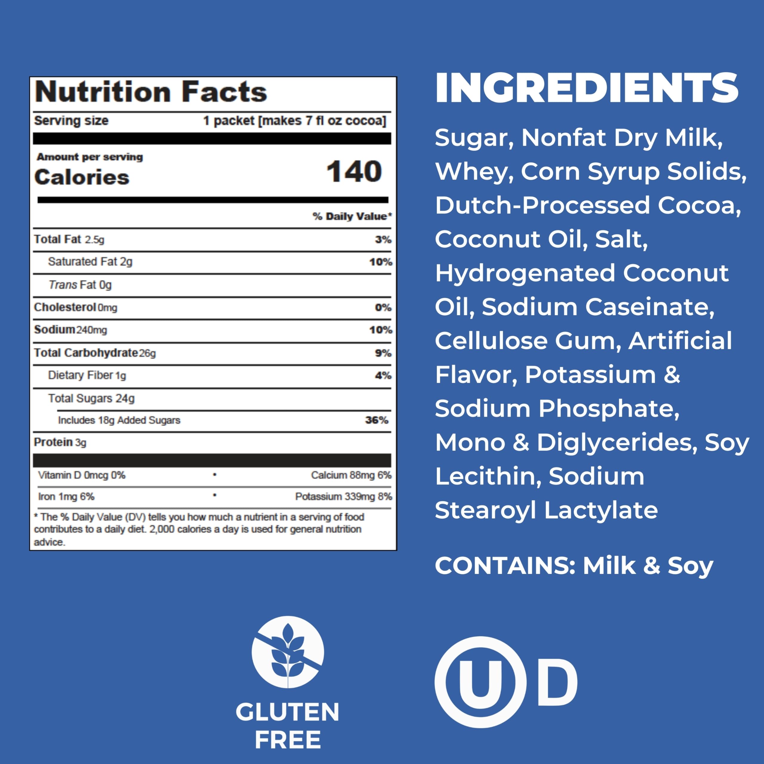 Cocoa Classics Arctic White Cocoa Mix, Hot Chocolate, Made with Nonfat Milk, Just Add Hot Water, Make Hot or Iced Cocoa, Gluten Free, 1.25oz Packets (Pack of 36)