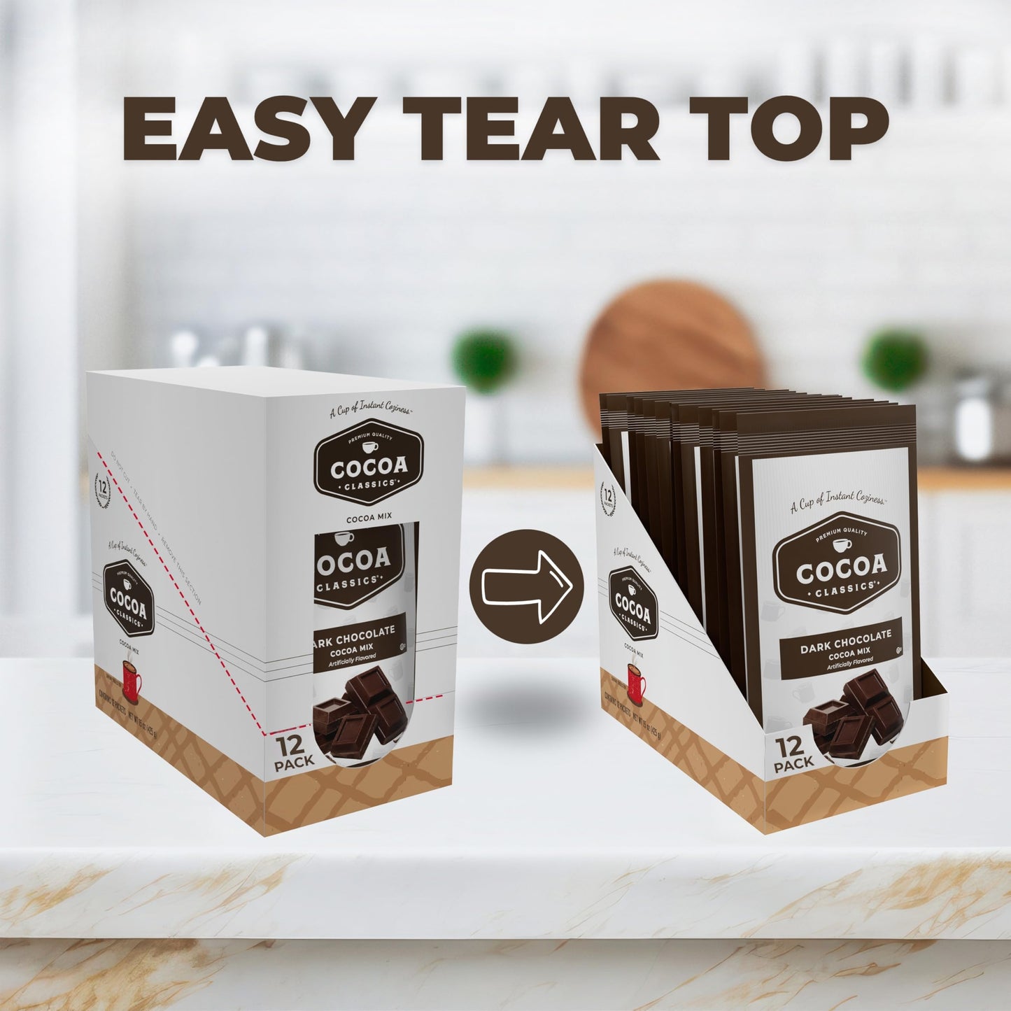 Cocoa Classics Arctic White Cocoa Mix, Hot Chocolate, Made with Nonfat Milk, Just Add Hot Water, Make Hot or Iced Cocoa, Gluten Free, 1.25oz Packets (Pack of 36)