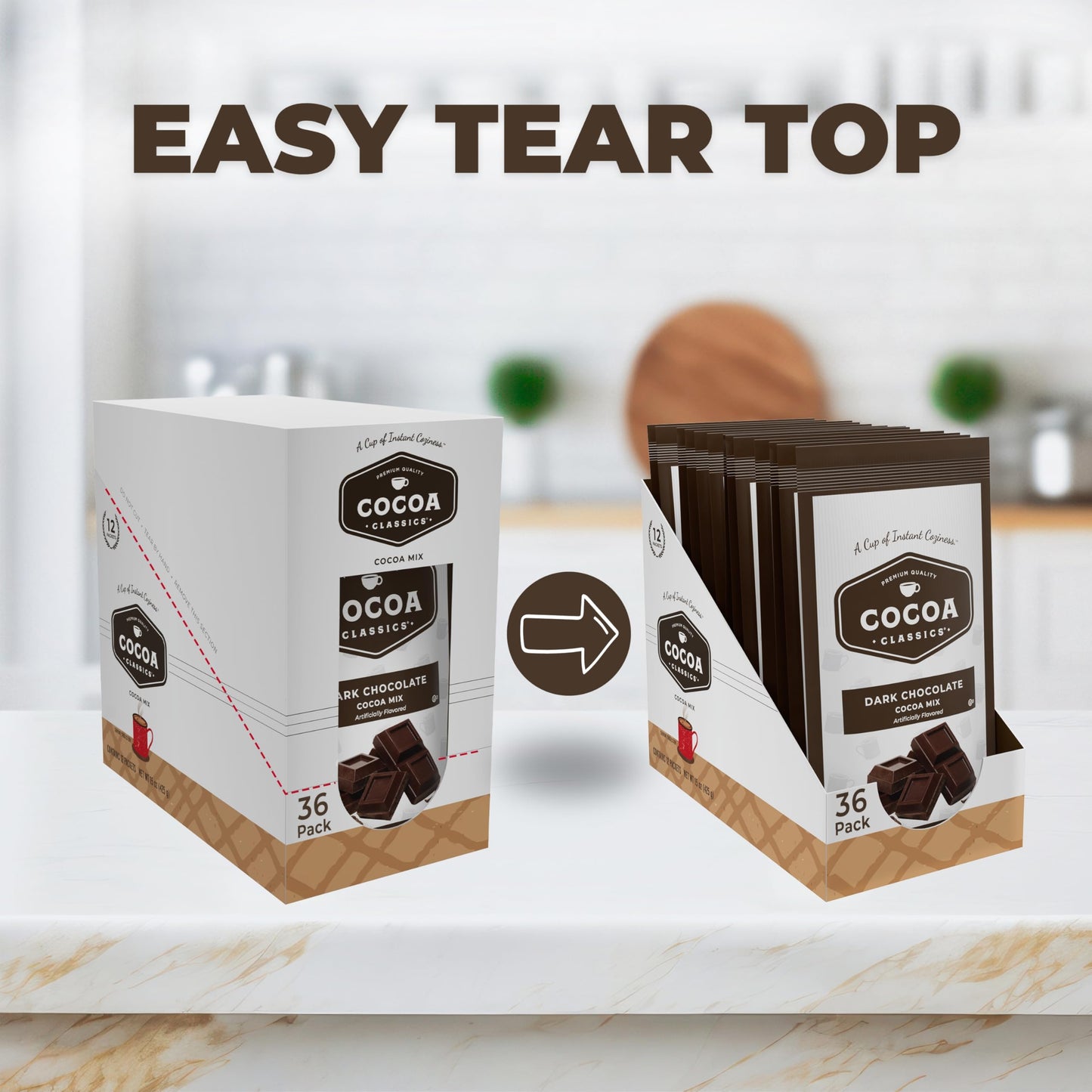 Cocoa Classics Arctic White Cocoa Mix, Hot Chocolate, Made with Nonfat Milk, Just Add Hot Water, Make Hot or Iced Cocoa, Gluten Free, 1.25oz Packets (Pack of 36)