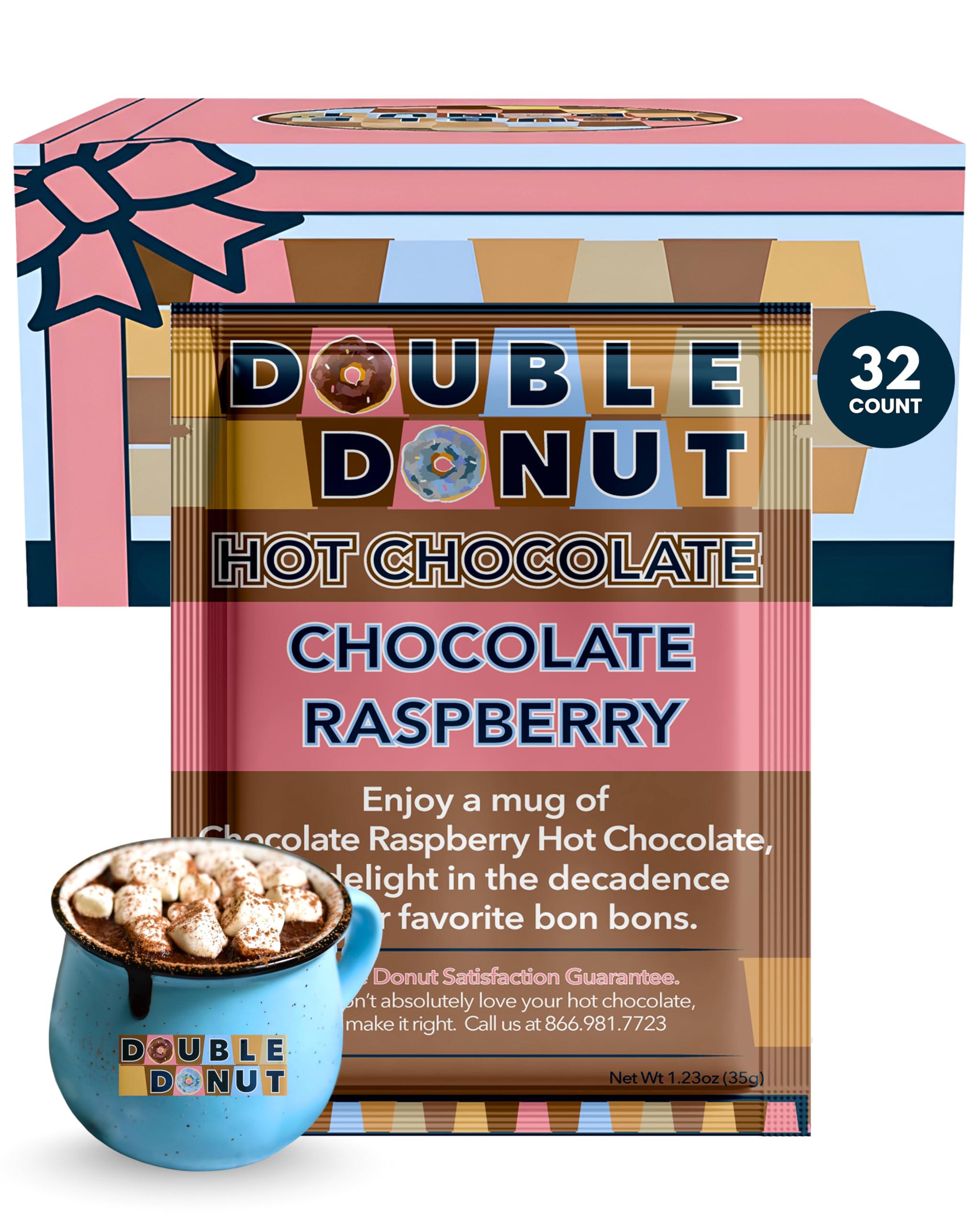 Gourmet Hot Cocoa Mix Variety Pack - Classic, Chocolate Raspberry, Salted Caramel, & Peppermint Hot Chocolate Mix Sets - 32 Count