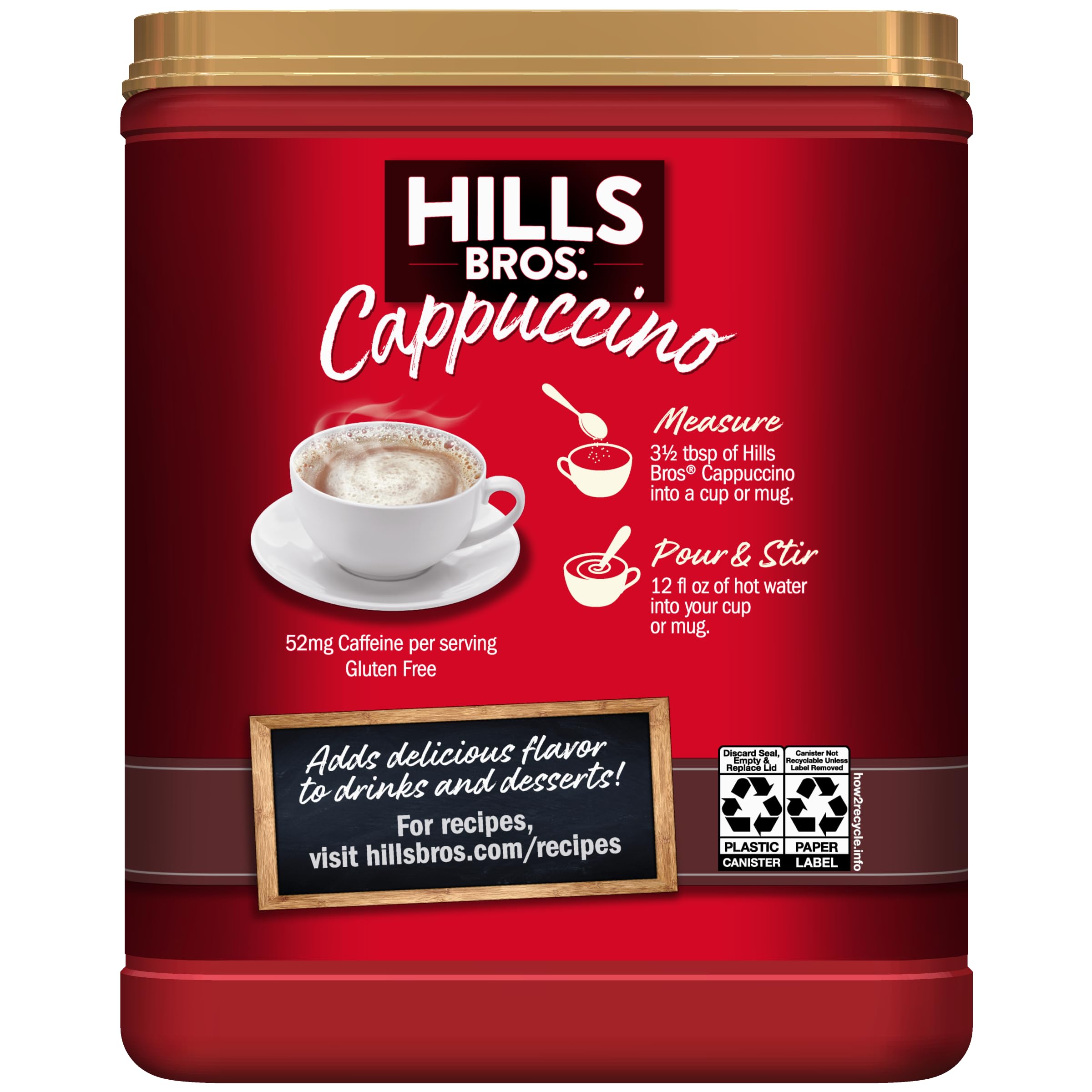 Hills Bros. Cappuccino Mix – Rich, Frothy Coffeehouse-Tasting Instant Drink Mix – Quick and Easy Preparation – Perfect for Hot & Iced Drinks & Creaming Coffee – Rich Variety Pack, 2 Packs of 16oz & 1 Pack of 14oz