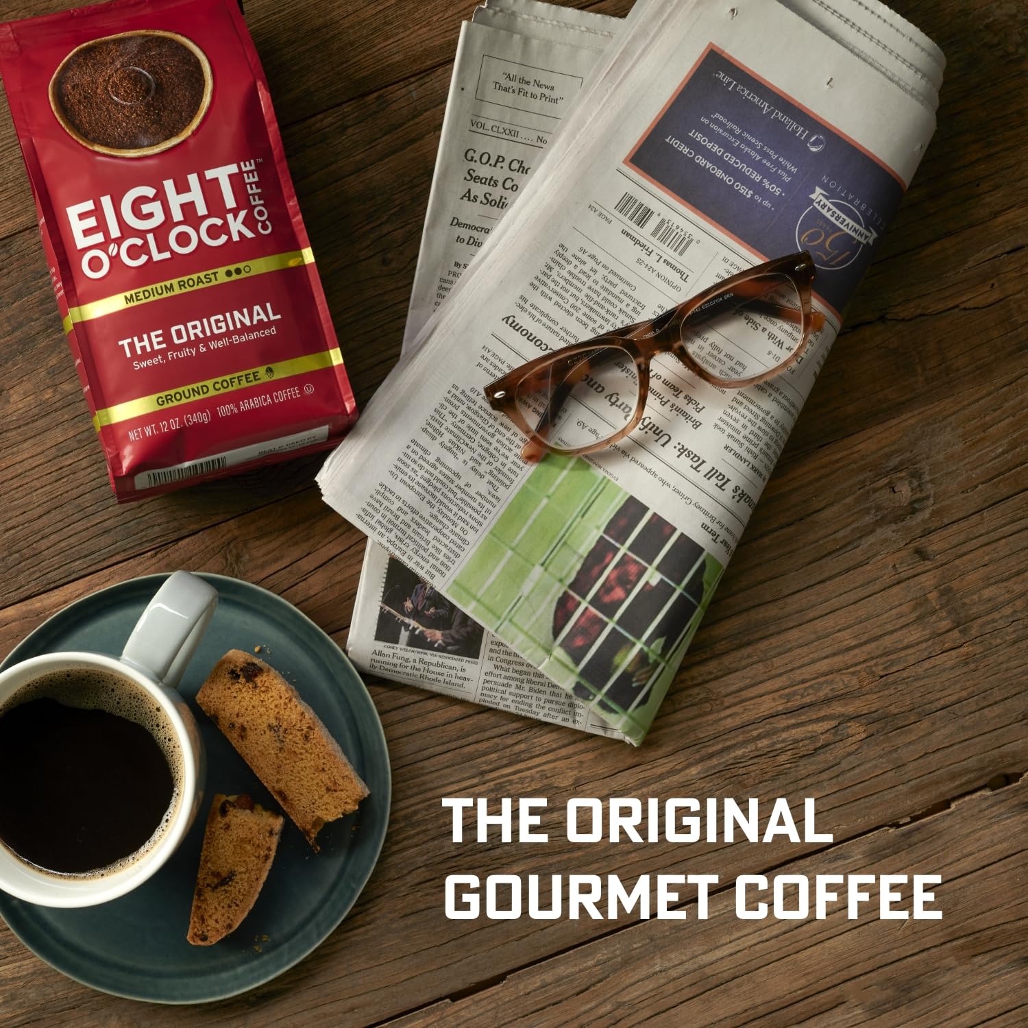 Eight O'Clock Coffee The Original Ground Coffee, Medium Roast, 32 Ounce (Pack of 1) - Sweet, Fruity, Well Balanced