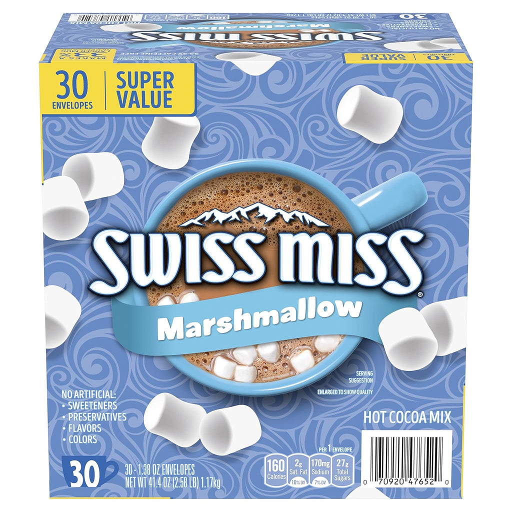 Swiss Miss Chocolate Hot Cocoa Mix With Marshmallows, 1.38 oz., 30-Count Envelopes