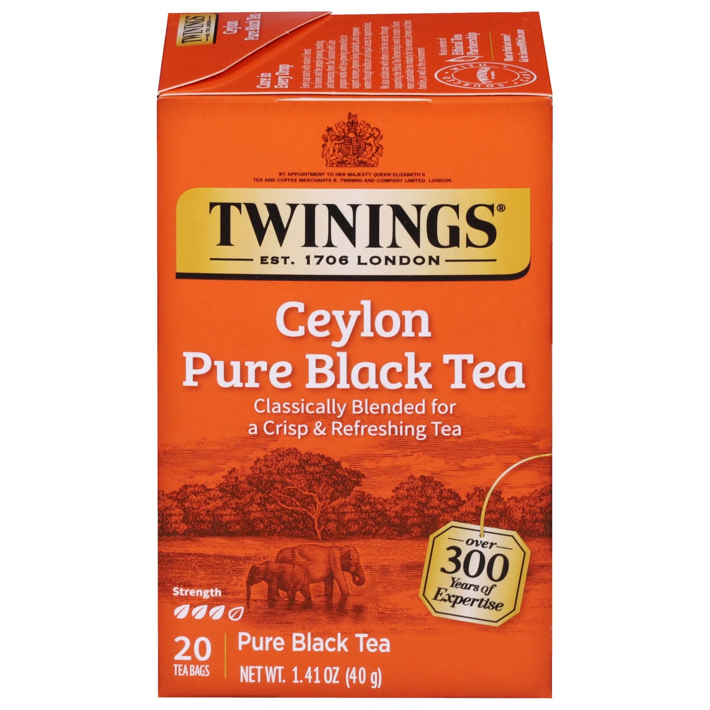 Twinings English Breakfast Black Tea Individually Wrapped Bags, 100 Count (Pack of 1), Smooth, Flavourful, and Robust, Caffeinated, Enjoy Hot or Iced, 100 Teabags