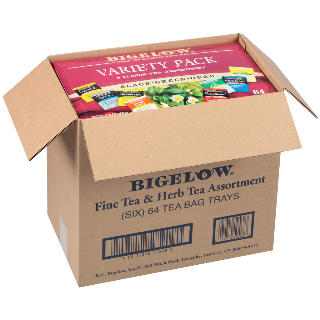 Bigelow Tea Assortment, Green, Black, and Herbal Teas with English Teatime, Constant Comment, Lemon Lift, Earl Grey, Green, Cozy Chamomile, Orange Spice, Mint Medley, 64 Tea Bags (Pack of 1)