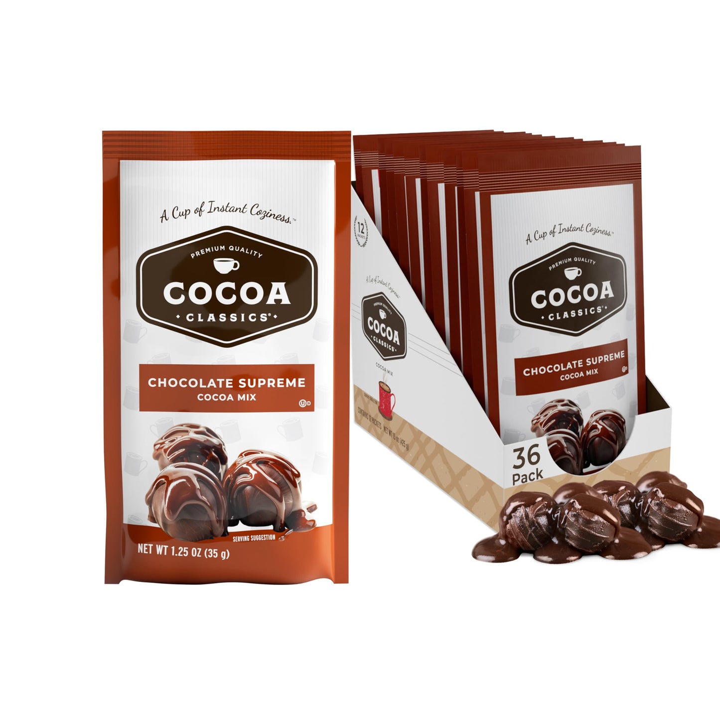Cocoa Classics Arctic White Cocoa Mix, Hot Chocolate, Made with Nonfat Milk, Just Add Hot Water, Make Hot or Iced Cocoa, Gluten Free, 1.25oz Packets (Pack of 36)
