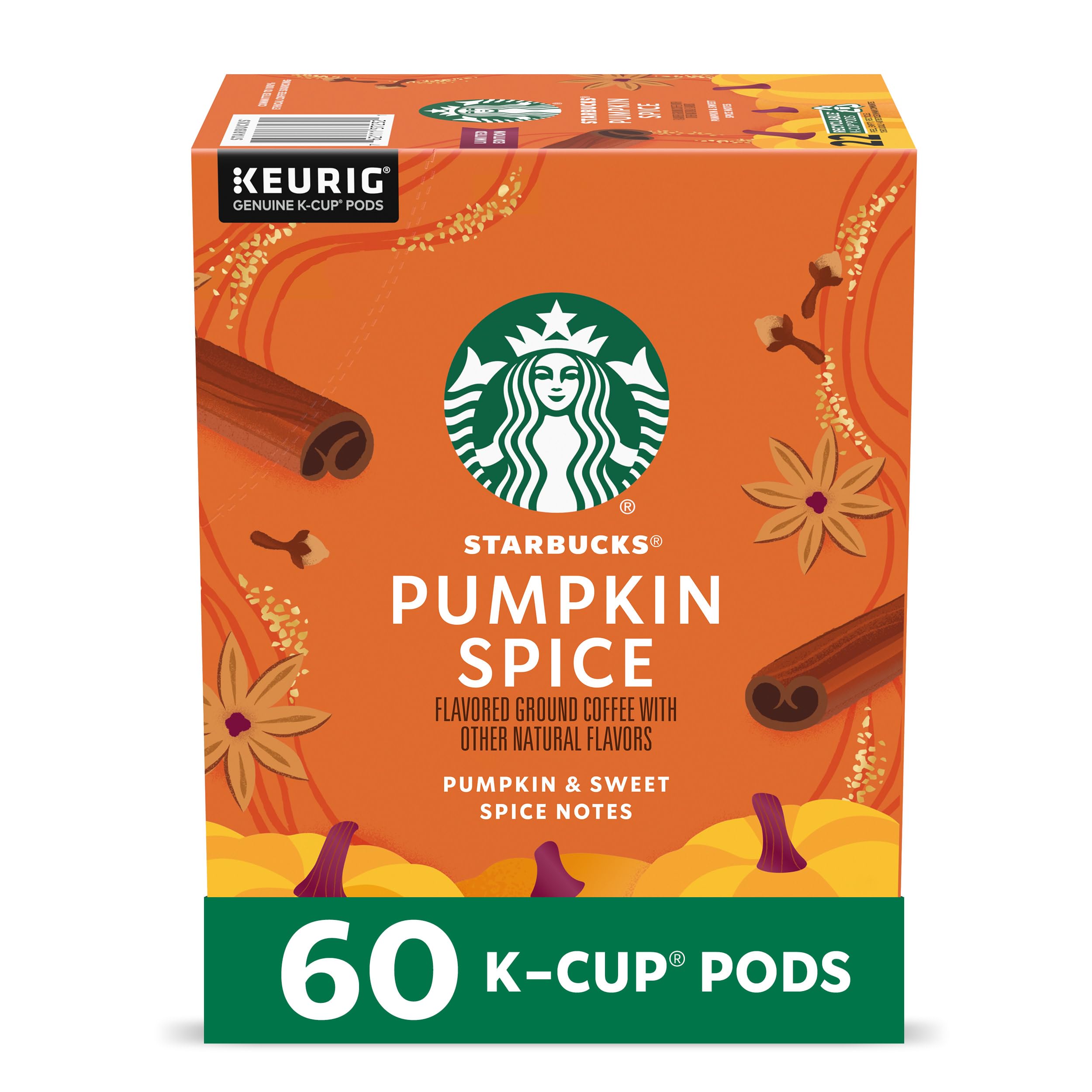Starbucks Coffee K-Cup Pods,  Flavored Selection Coffee, Naturally Flavored, 100% Arabica, 6 Boxes (60 Pods Total)