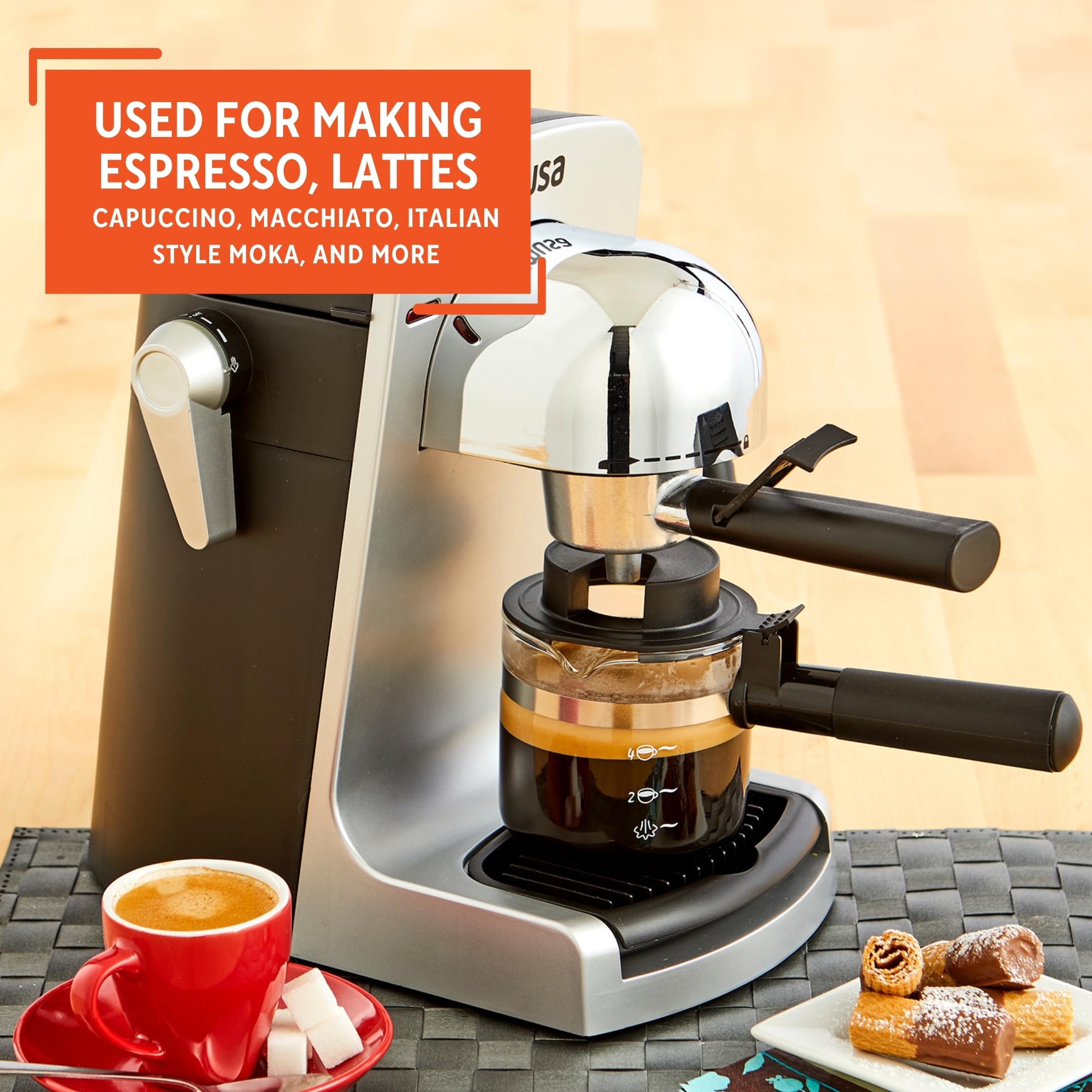 IMUSA USA GAU-18202 4 Cup Espresso/Cappuccino Maker,120 volts, Black