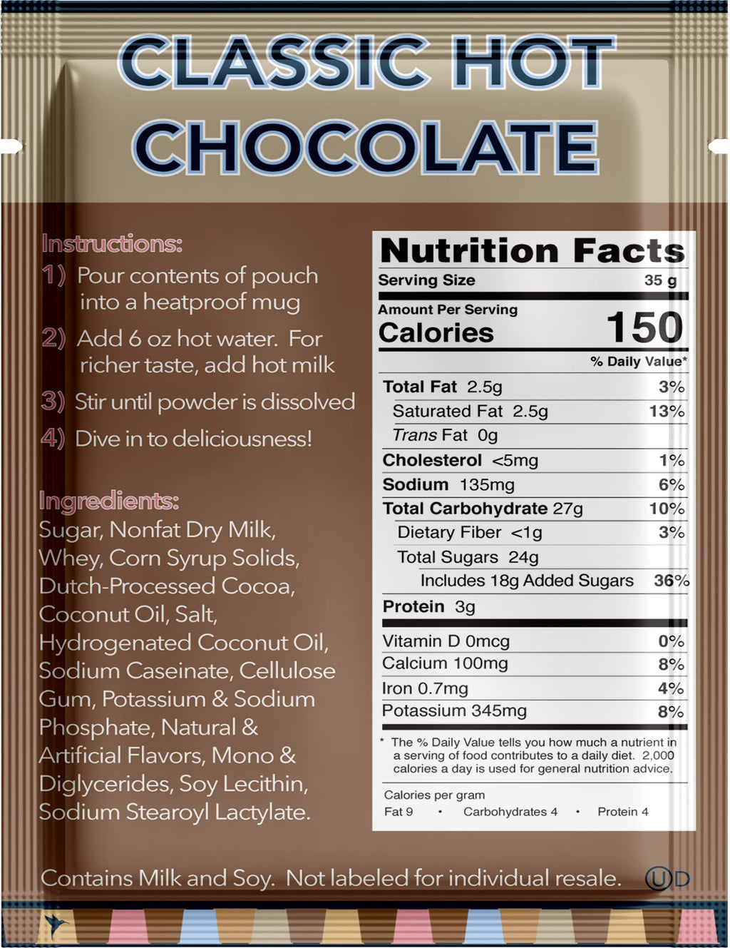 Gourmet Hot Cocoa Mix Variety Pack - Classic, Chocolate Raspberry, Salted Caramel, & Peppermint Hot Chocolate Mix Sets - 32 Count