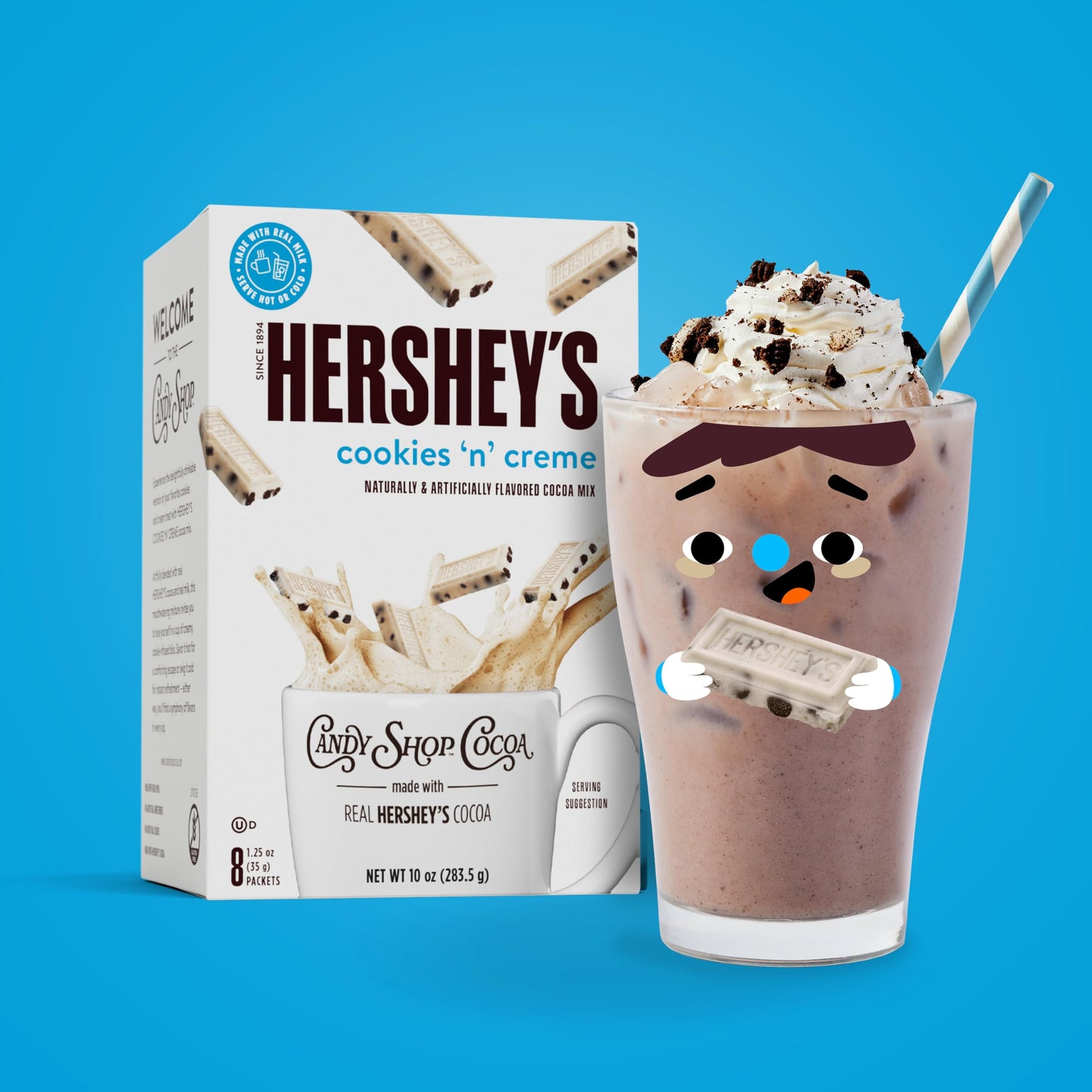 Candy Shop Cocoa HERSHEY'S Milk Chocolate Cocoa Mix, Hot Chocolate, Make Hot or Iced Cocoa, Made With Real Milk, Gluten Free, 1.25 oz packet (24 count)