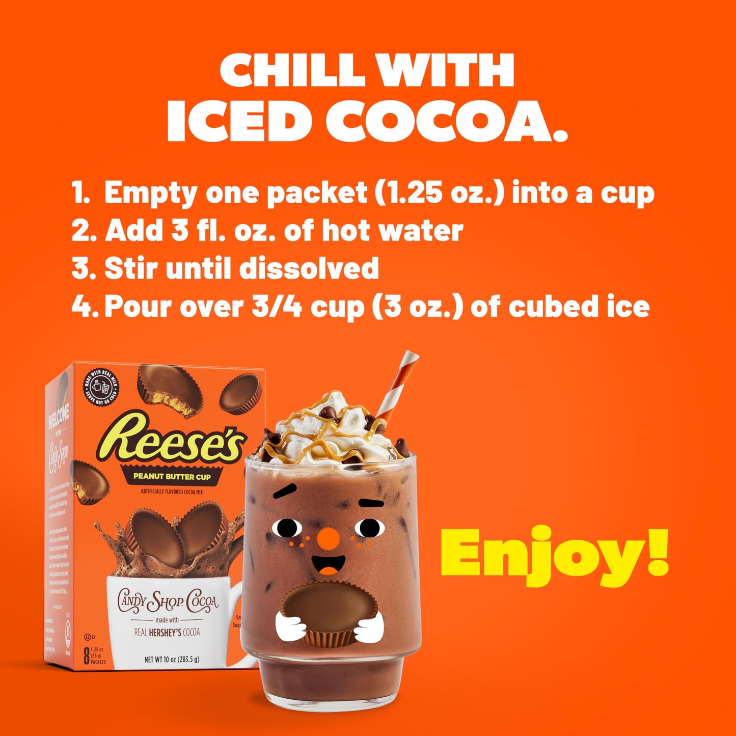 Candy Shop Cocoa HERSHEY'S Milk Chocolate Cocoa Mix, Hot Chocolate, Make Hot or Iced Cocoa, Made With Real Milk, Gluten Free, 1.25 oz packet (24 count)