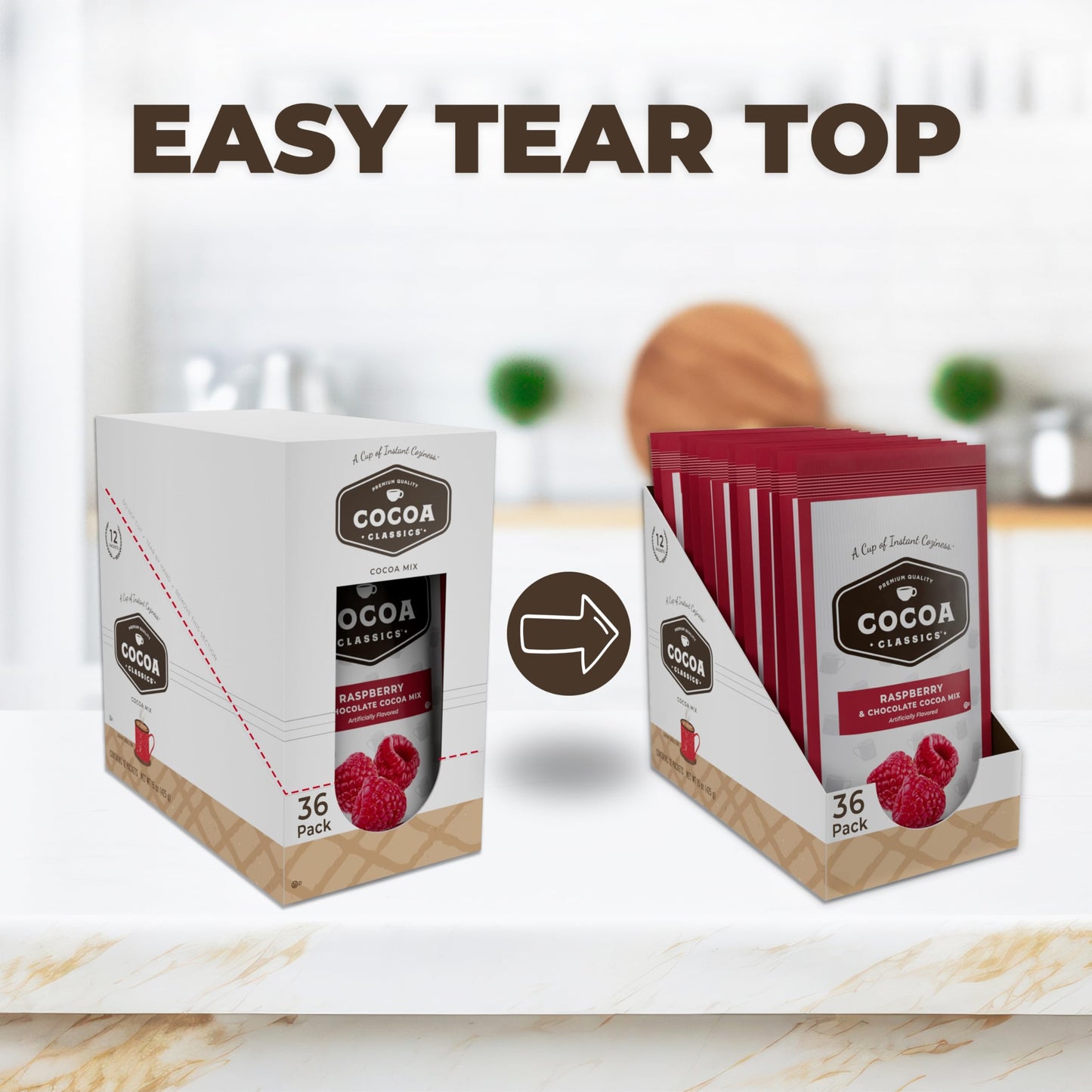 Cocoa Classics Arctic White Cocoa Mix, Hot Chocolate, Made with Nonfat Milk, Just Add Hot Water, Make Hot or Iced Cocoa, Gluten Free, 1.25oz Packets (Pack of 36)