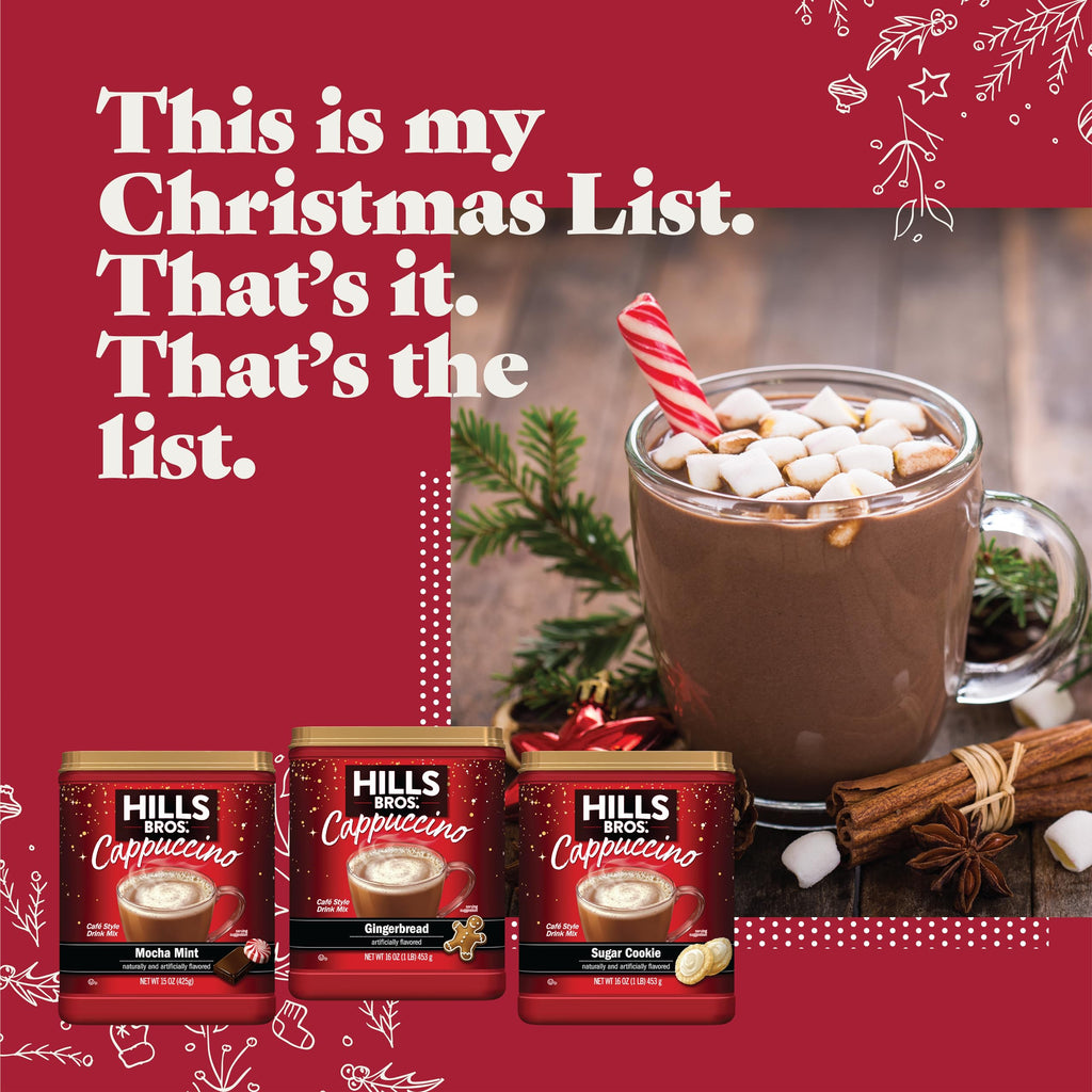 Hills Bros. Cappuccino Mix – Rich, Frothy Coffeehouse-Tasting Instant Drink Mix – Quick and Easy Preparation – Perfect for Hot & Iced Drinks & Creaming Coffee – Rich Variety Pack, 2 Packs of 16oz & 1 Pack of 14oz
