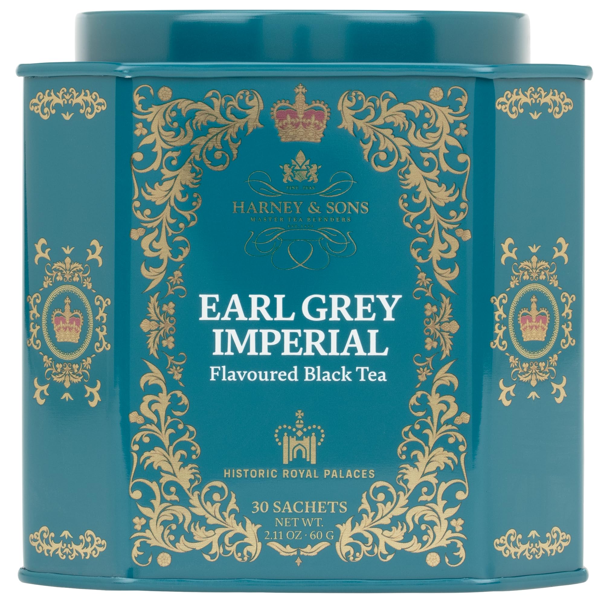 Harney & Sons Tower of London Black Tea with Stone Fruit, Bergamot and Honey Flavors | 30 sachets, Historic Royal Palaces Collection (Tin Design May Vary)