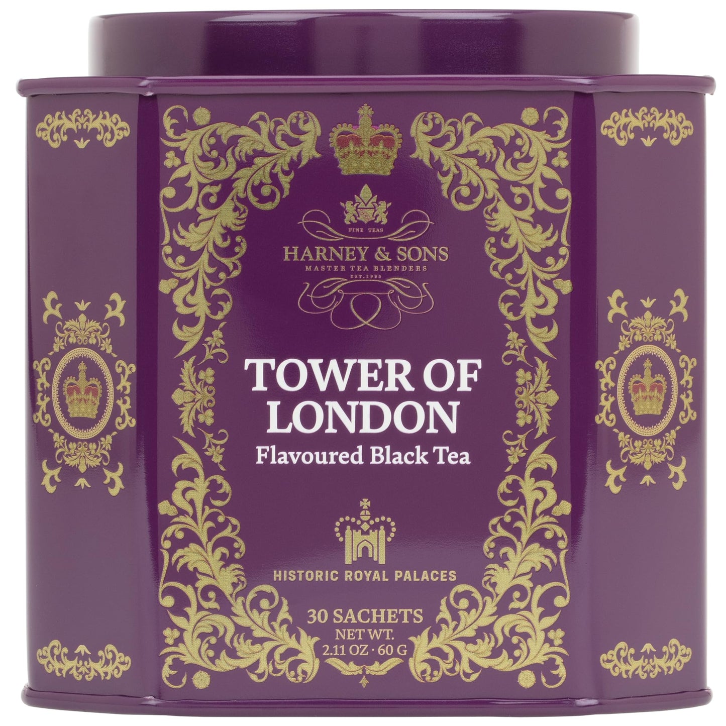 Harney & Sons Tower of London Black Tea with Stone Fruit, Bergamot and Honey Flavors | 30 sachets, Historic Royal Palaces Collection (Tin Design May Vary)