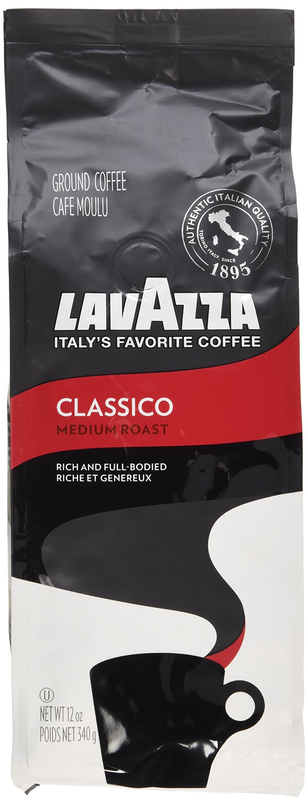 Lavazza Dolcevita Classico Ground Coffee 12oz Bag, Medium Roast, Rich and Full-bodied, Intensity 3/5, Arabica and Robusta, Ideal for Drip Brewers (Pack of 1) - Package May Vary