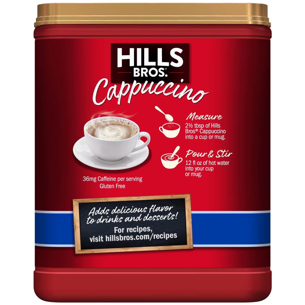 Hills Bros. Cappuccino Mix – Rich, Frothy Coffeehouse-Tasting Instant Drink Mix – Quick and Easy Preparation – Perfect for Hot & Iced Drinks & Creaming Coffee – Rich Variety Pack, 2 Packs of 16oz & 1 Pack of 14oz