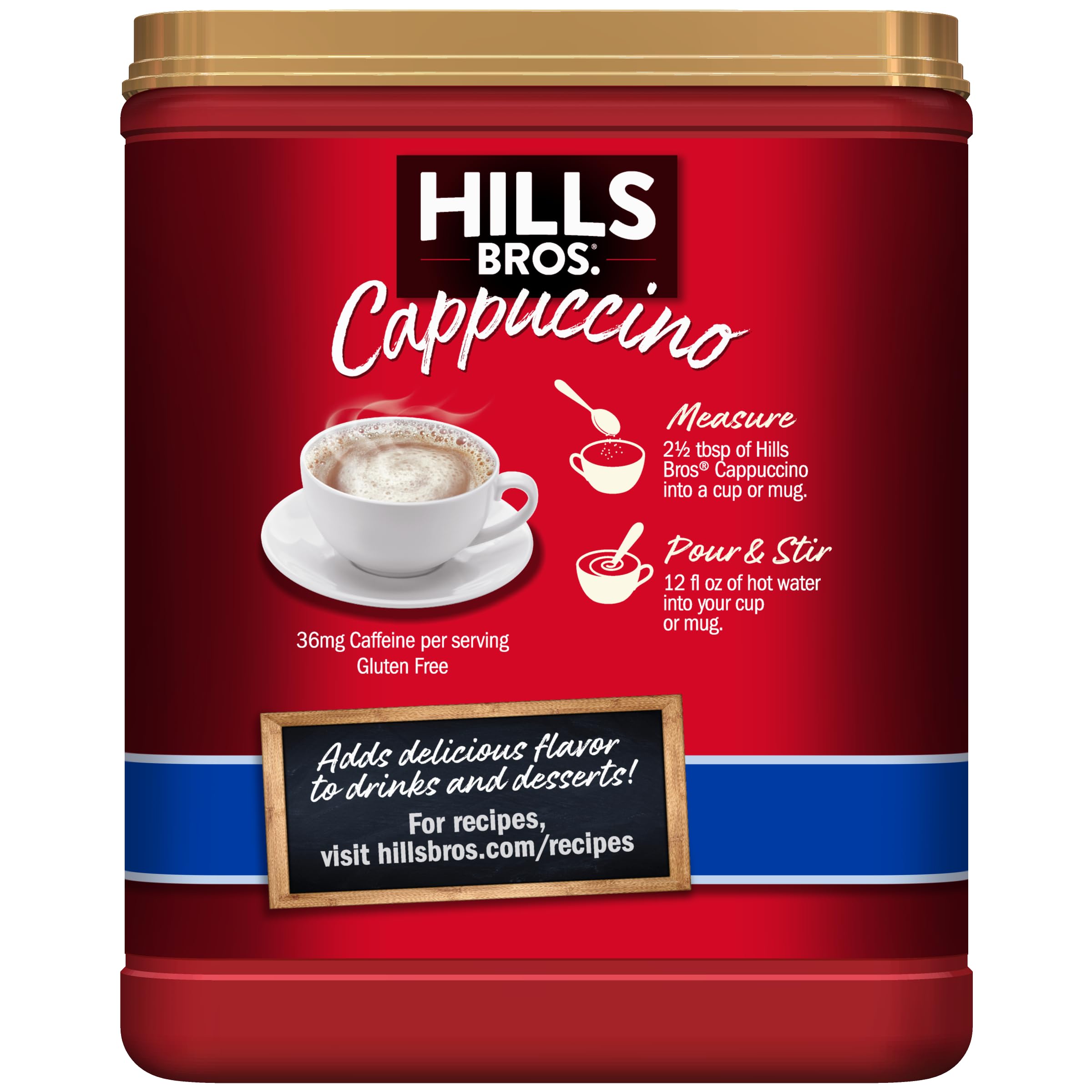 Hills Bros. Cappuccino Mix – Rich, Frothy Coffeehouse-Tasting Instant Drink Mix – Quick and Easy Preparation – Perfect for Hot & Iced Drinks & Creaming Coffee – Rich Variety Pack, 2 Packs of 16oz & 1 Pack of 14oz